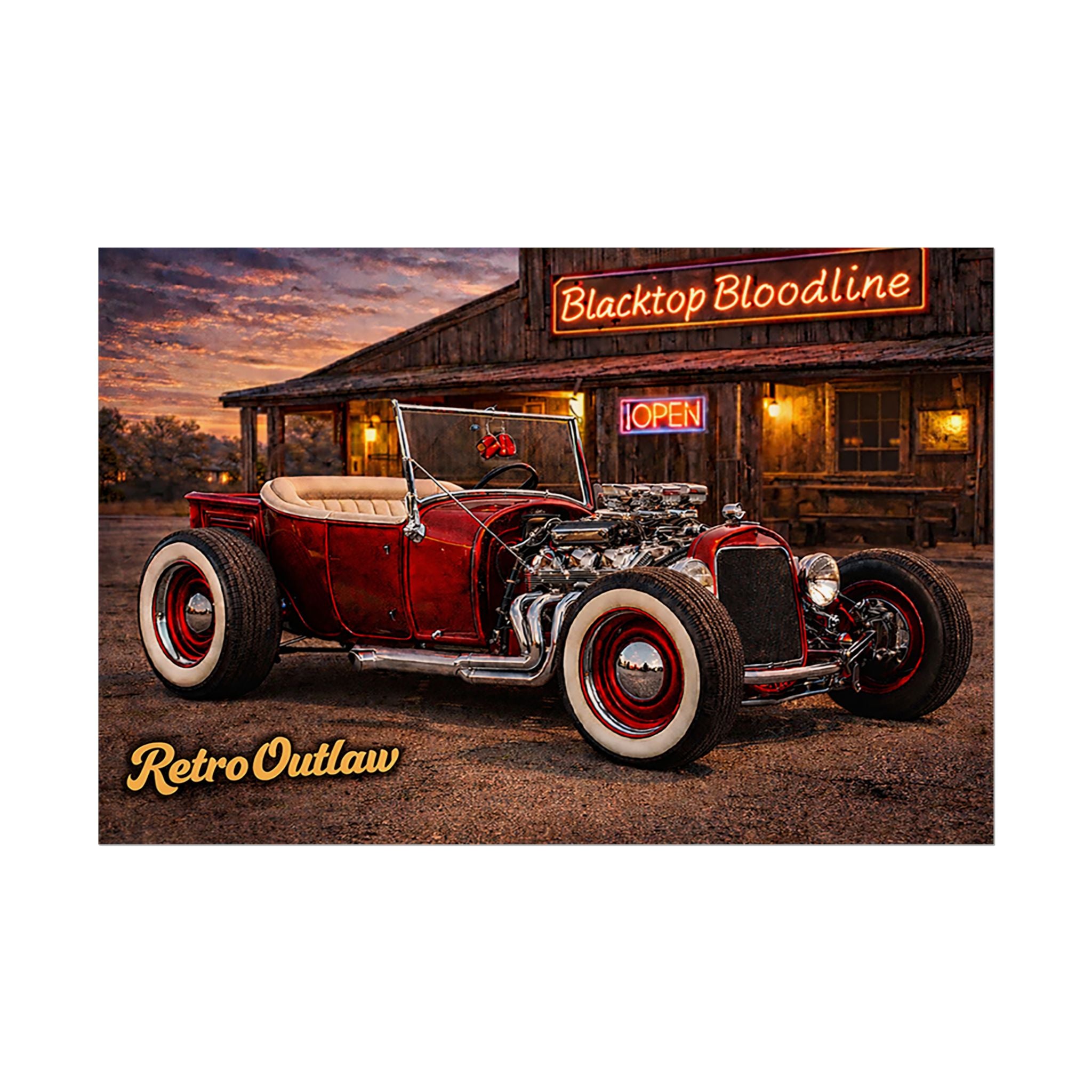 Retro Outlaw — Hot Rod Rolled Poster