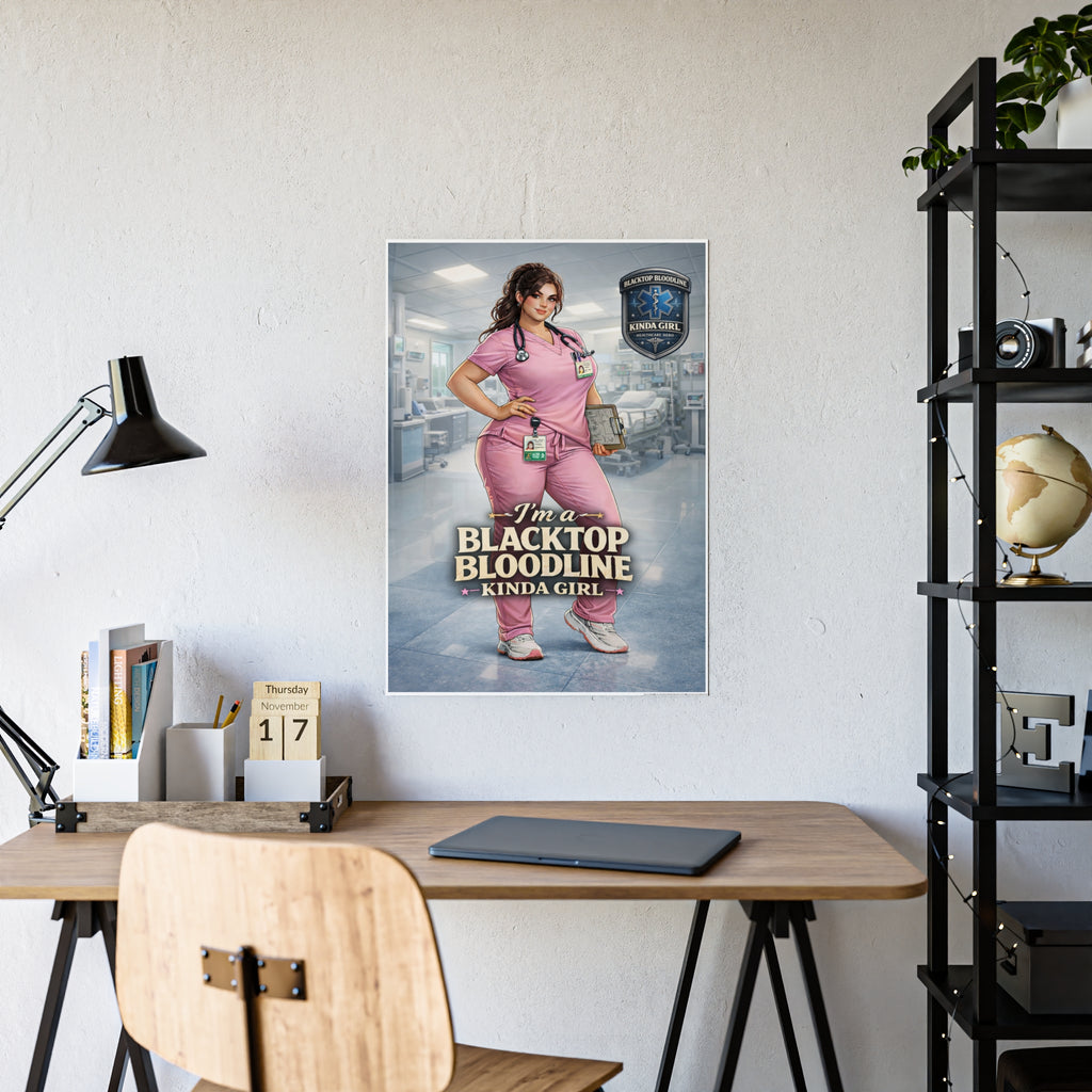Blacktop Bloodline Kinda Girl – Nurse Art Poster (Healthcare Hero Edition)