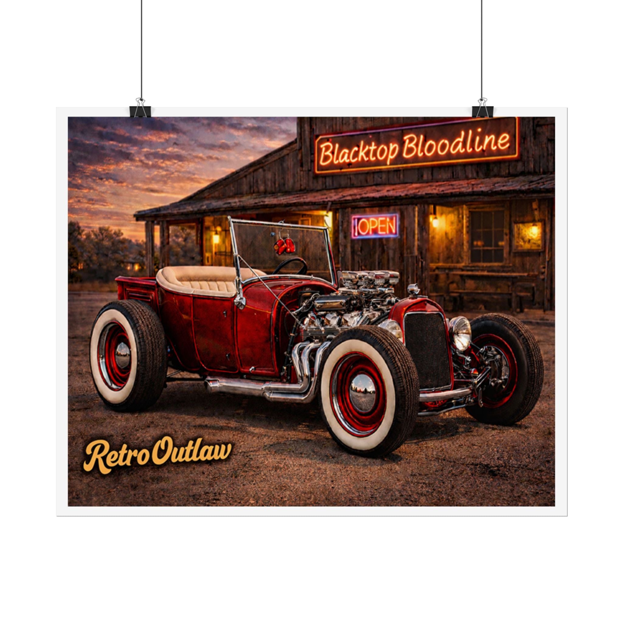 Retro Outlaw — Hot Rod Rolled Poster