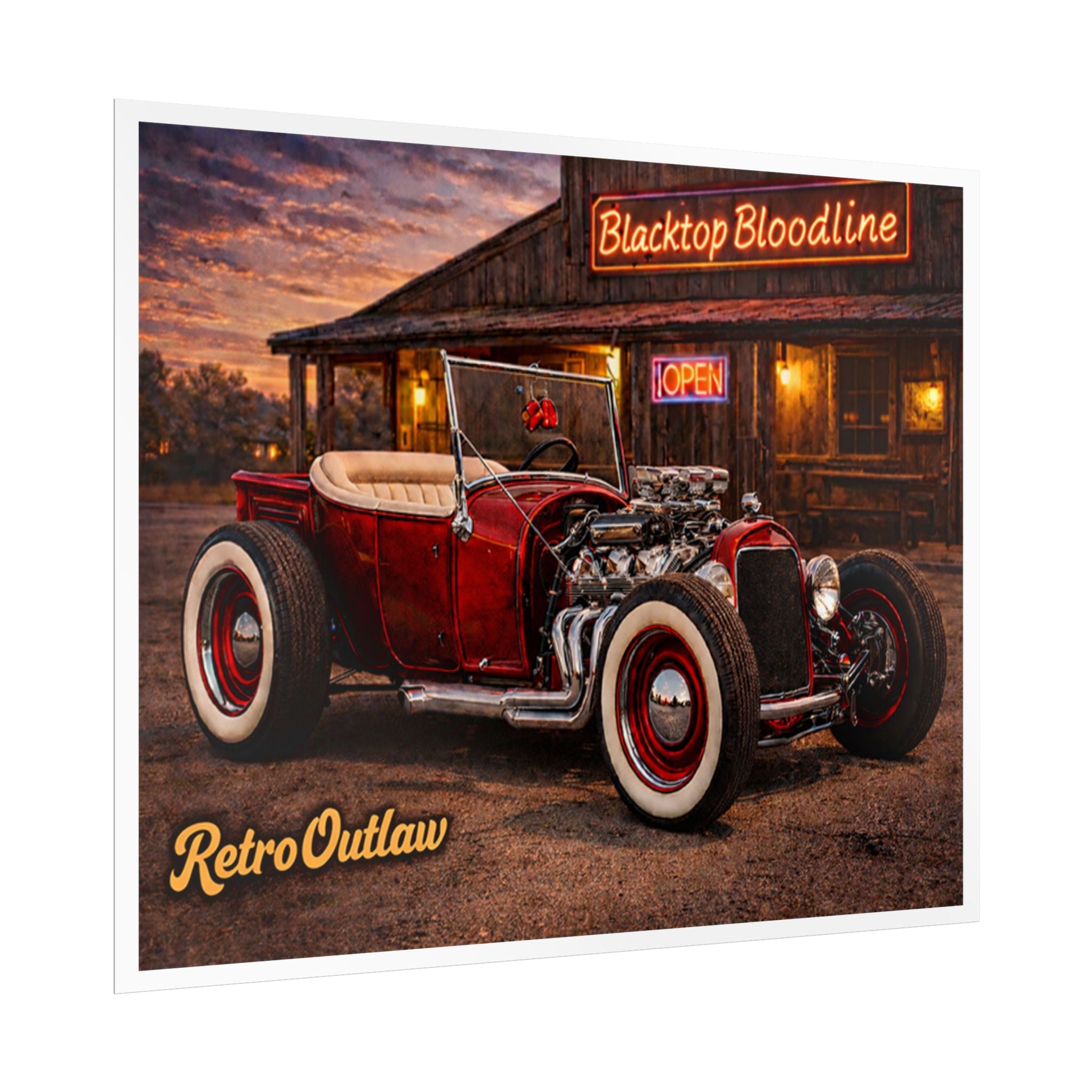 Retro Outlaw — Hot Rod Rolled Poster
