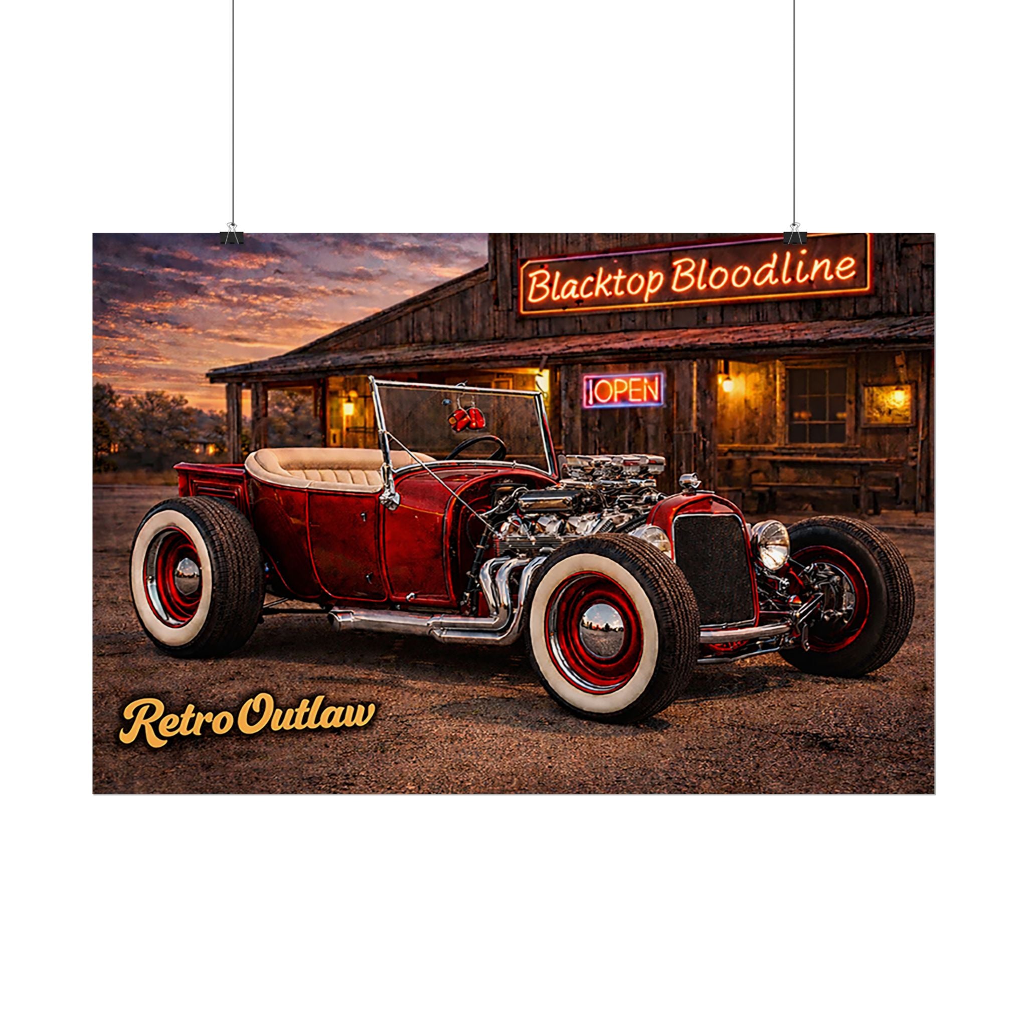 Retro Outlaw — Hot Rod Rolled Poster