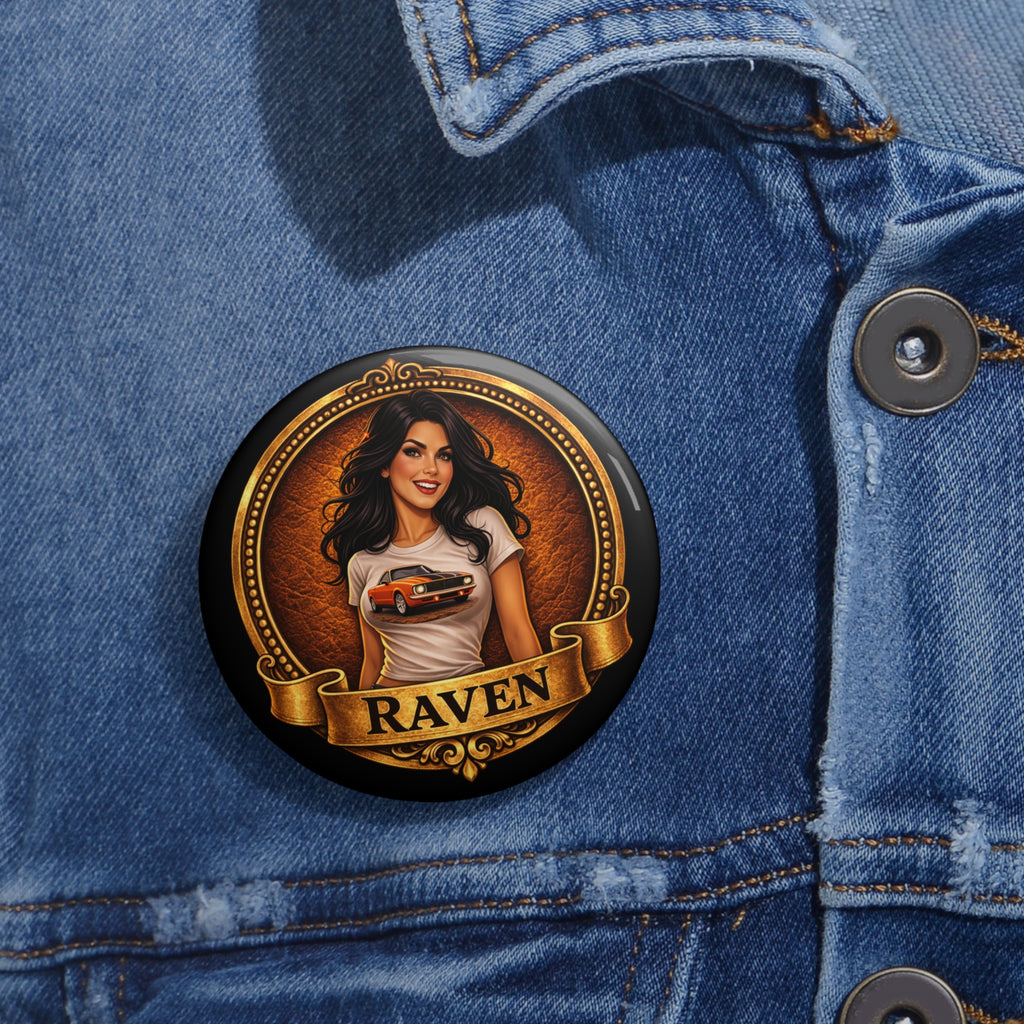 Retro Outlaw | Pin-Up Girl Series | Raven — Pin Button