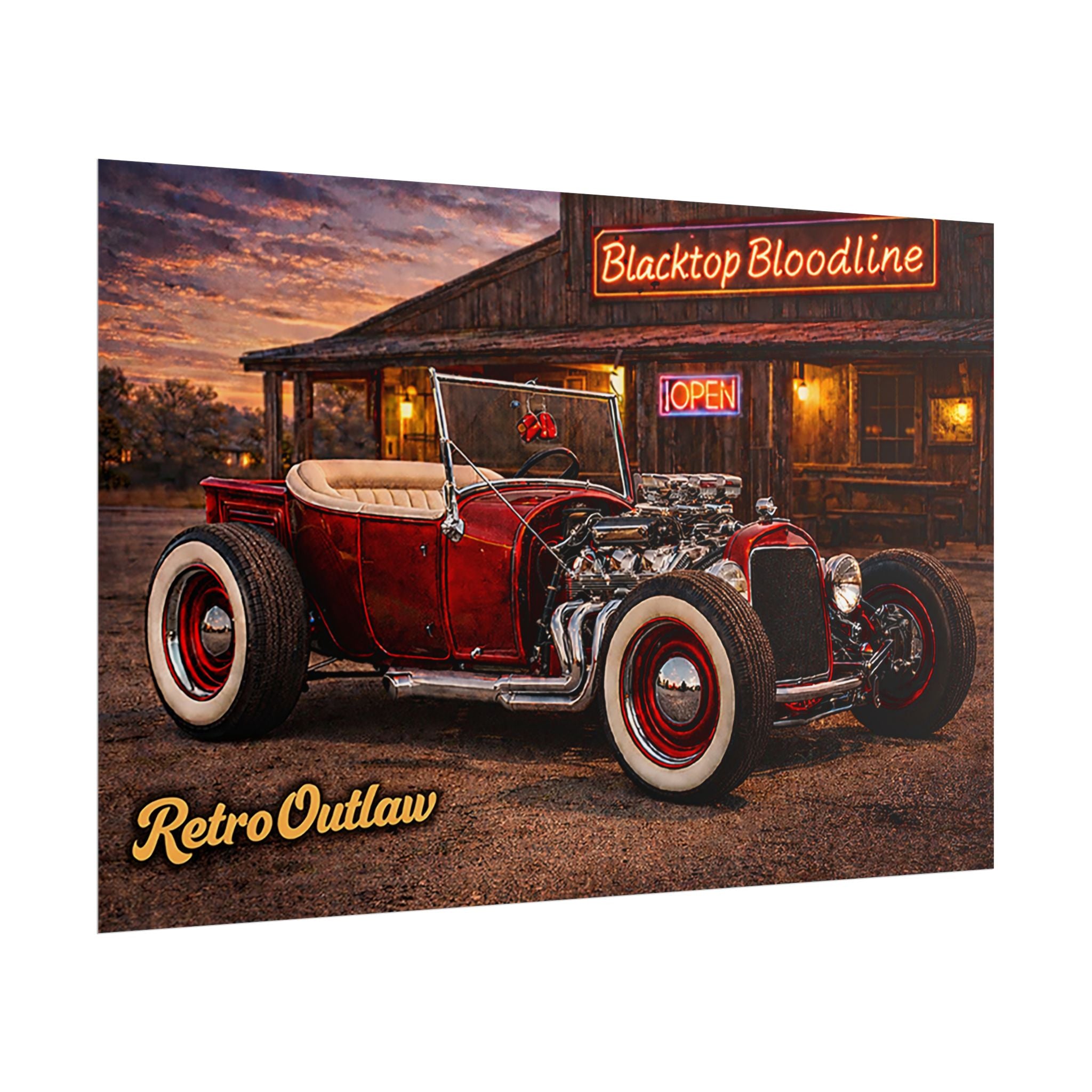 Retro Outlaw — Hot Rod Rolled Poster