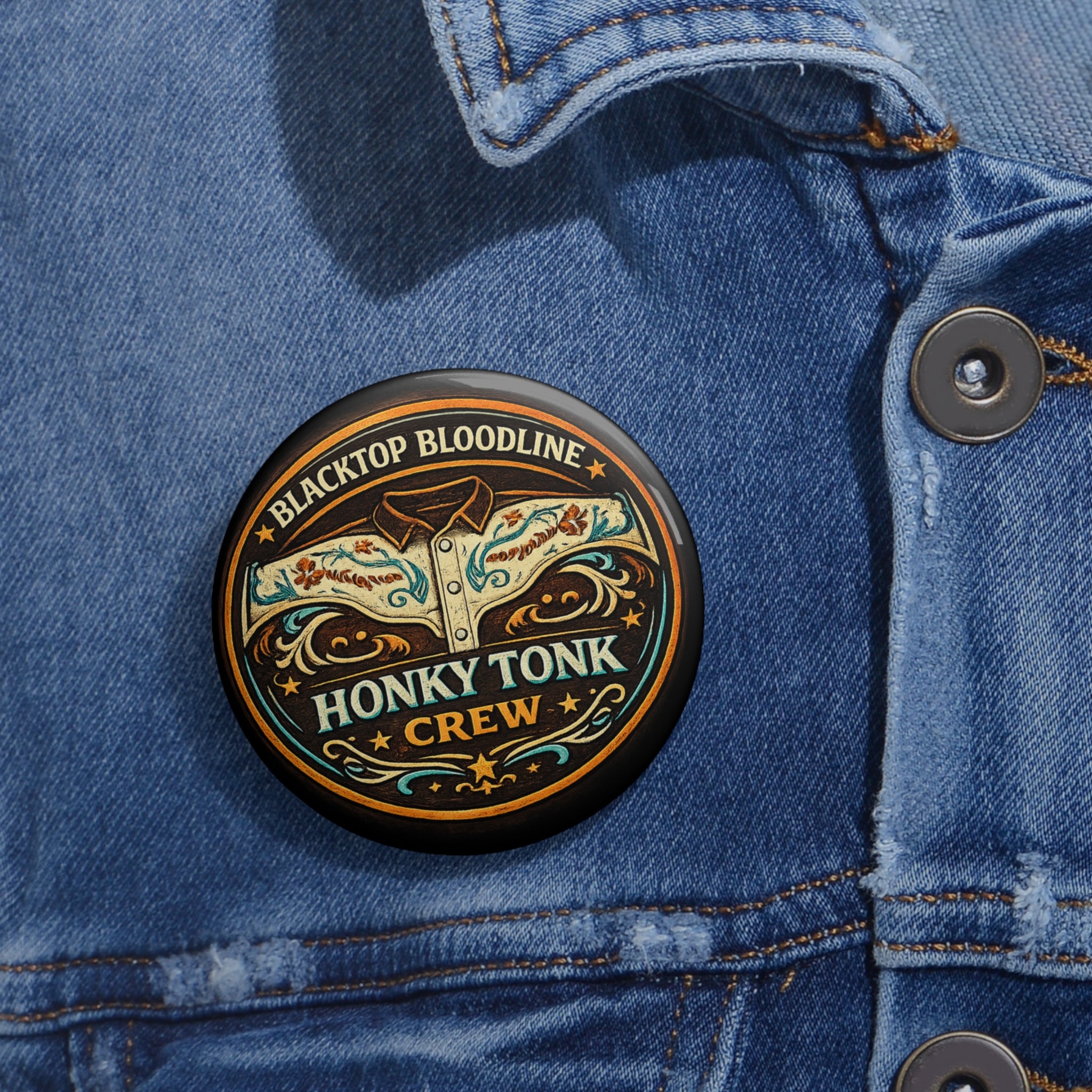 Retro Outlaw — Honky Tonk Crew Pin Button