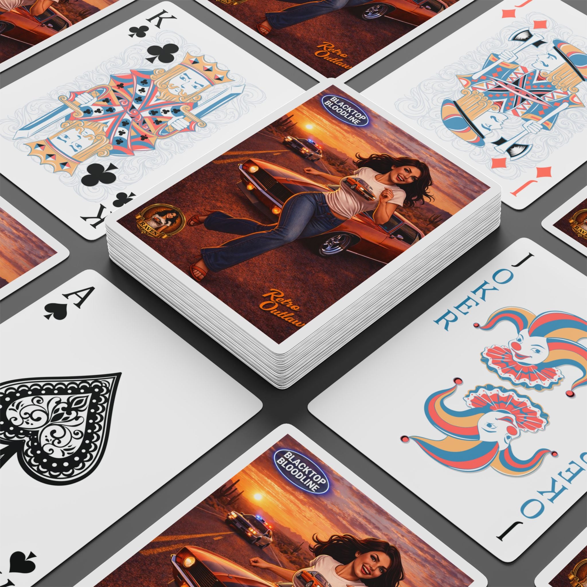 Retro Outlaw | Pin-Up Girl Series | Raven — Poker Playing Cards