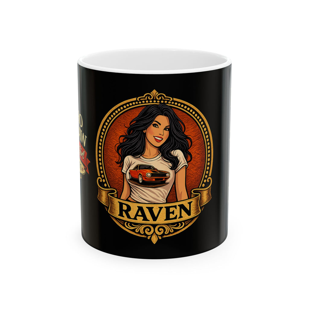 Retro Outlaw | Pin-Up Girl Series | Raven — Ceramic Coffee Mug