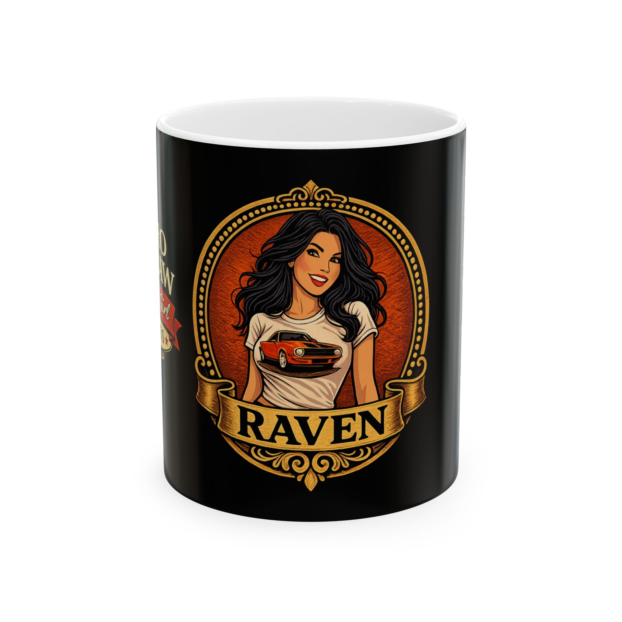 Retro Outlaw | Pin-Up Girl Series | Raven — Ceramic Coffee Mug