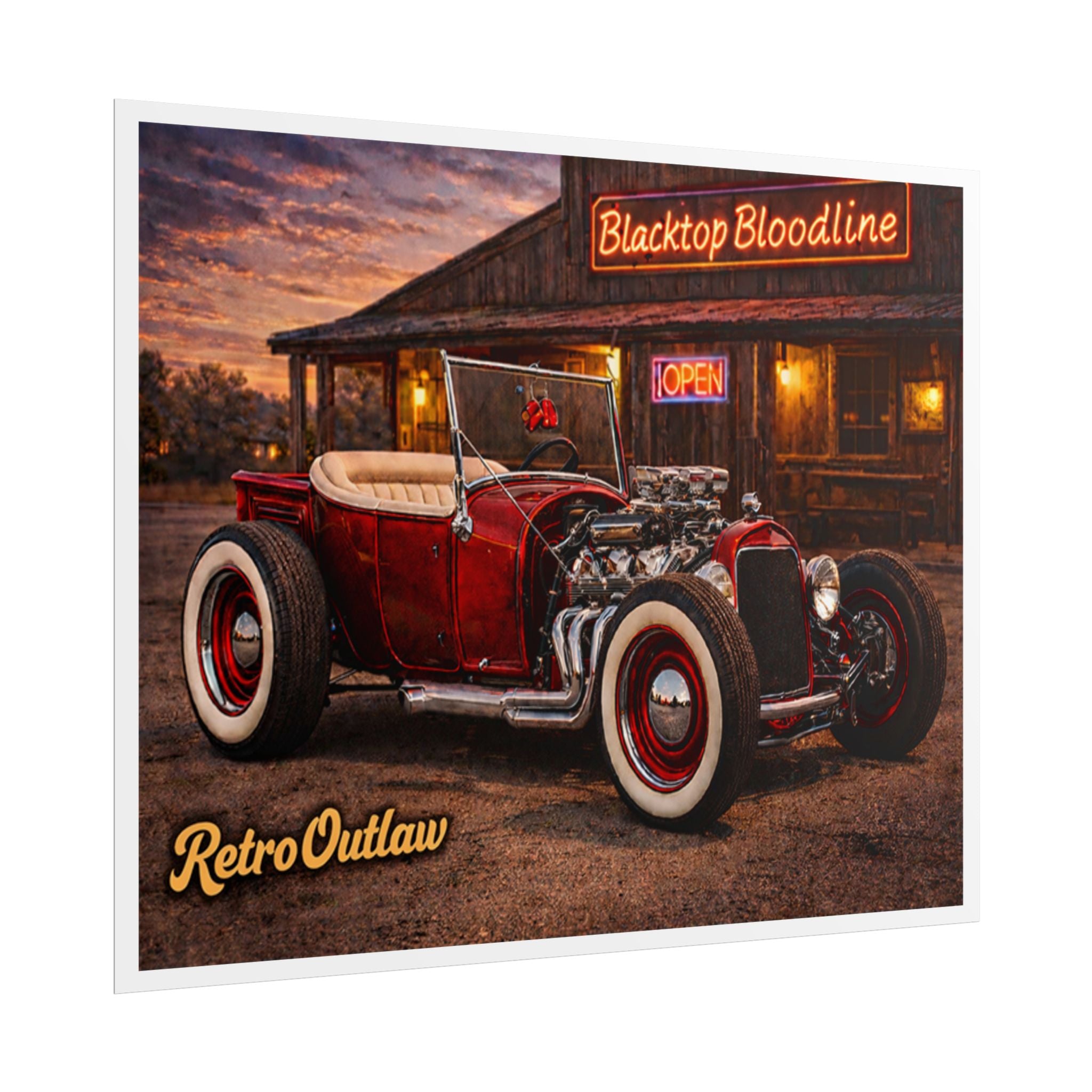 Retro Outlaw — Hot Rod Rolled Poster