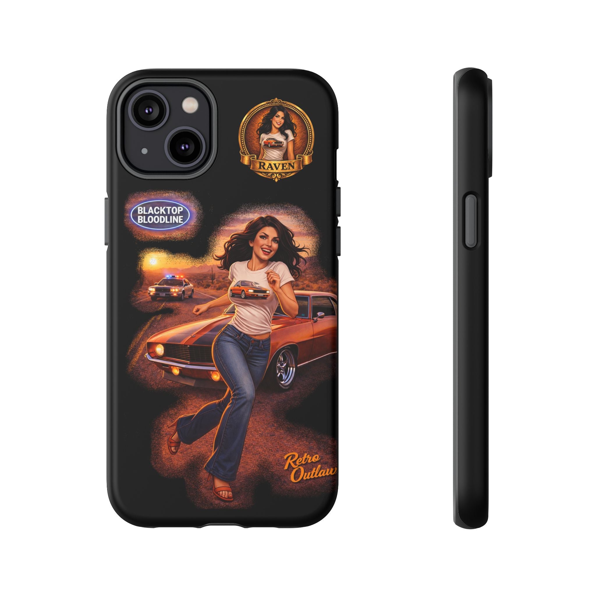 Retro Outlaw | Pin-Up Girl Series | Raven — Tough Phone Case
