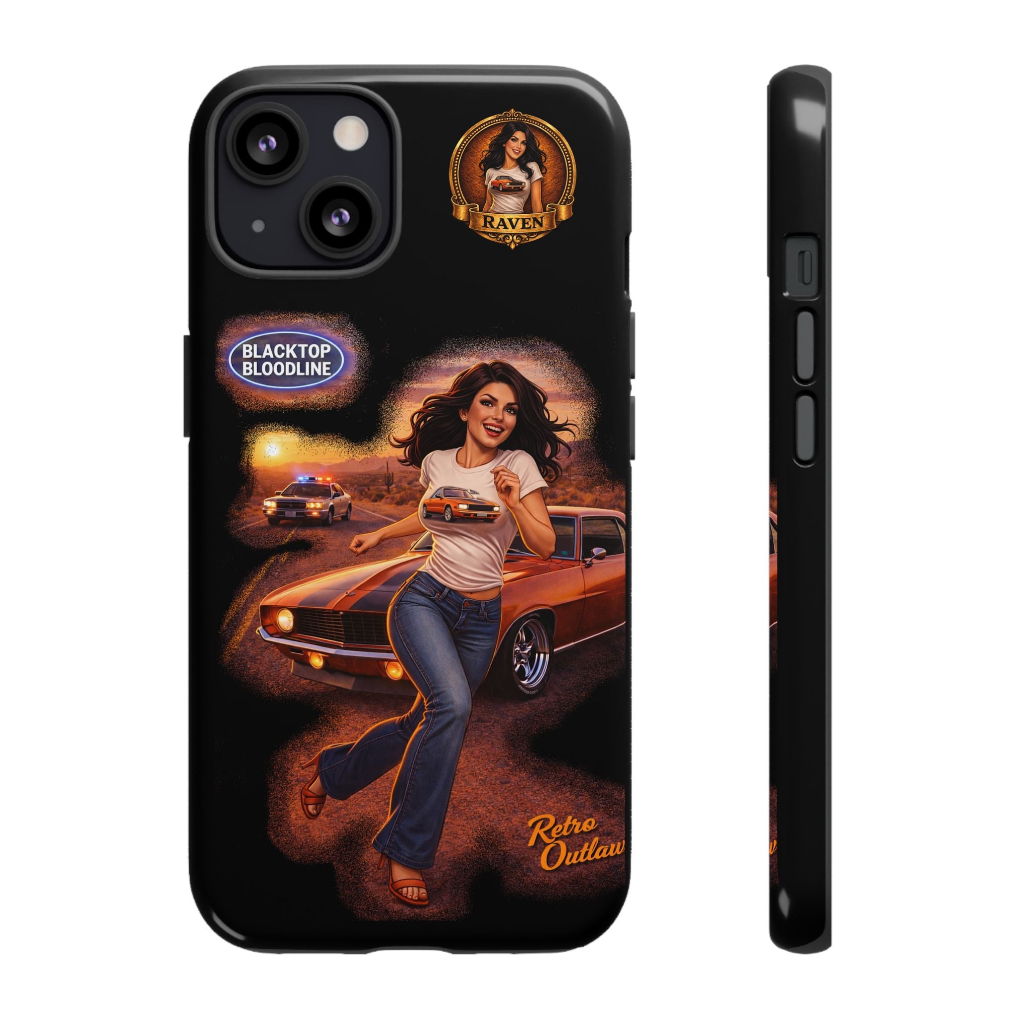 Retro Outlaw | Pin-Up Girl Series | Raven — Tough Phone Case