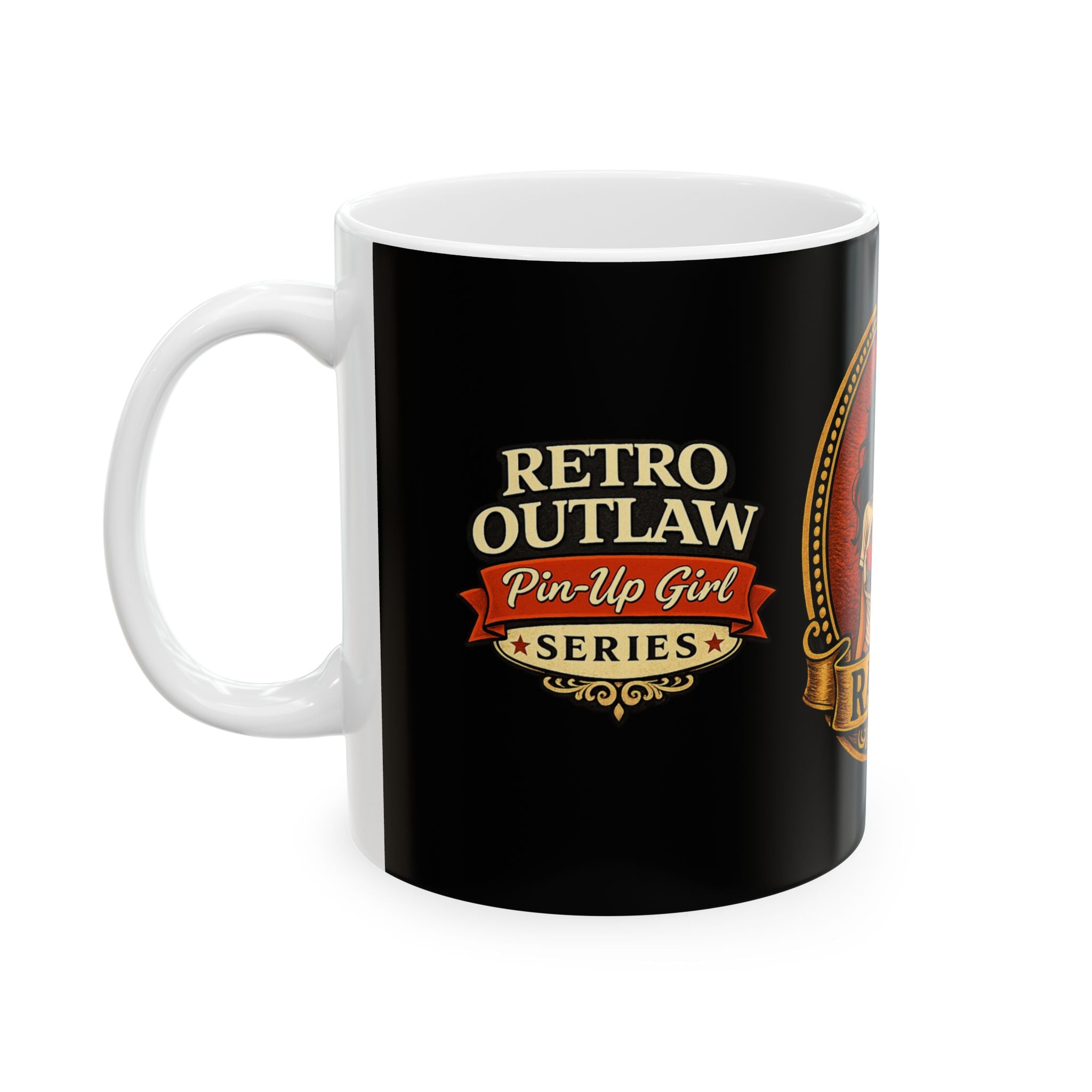 Retro Outlaw | Pin-Up Girl Series | Raven — Ceramic Coffee Mug