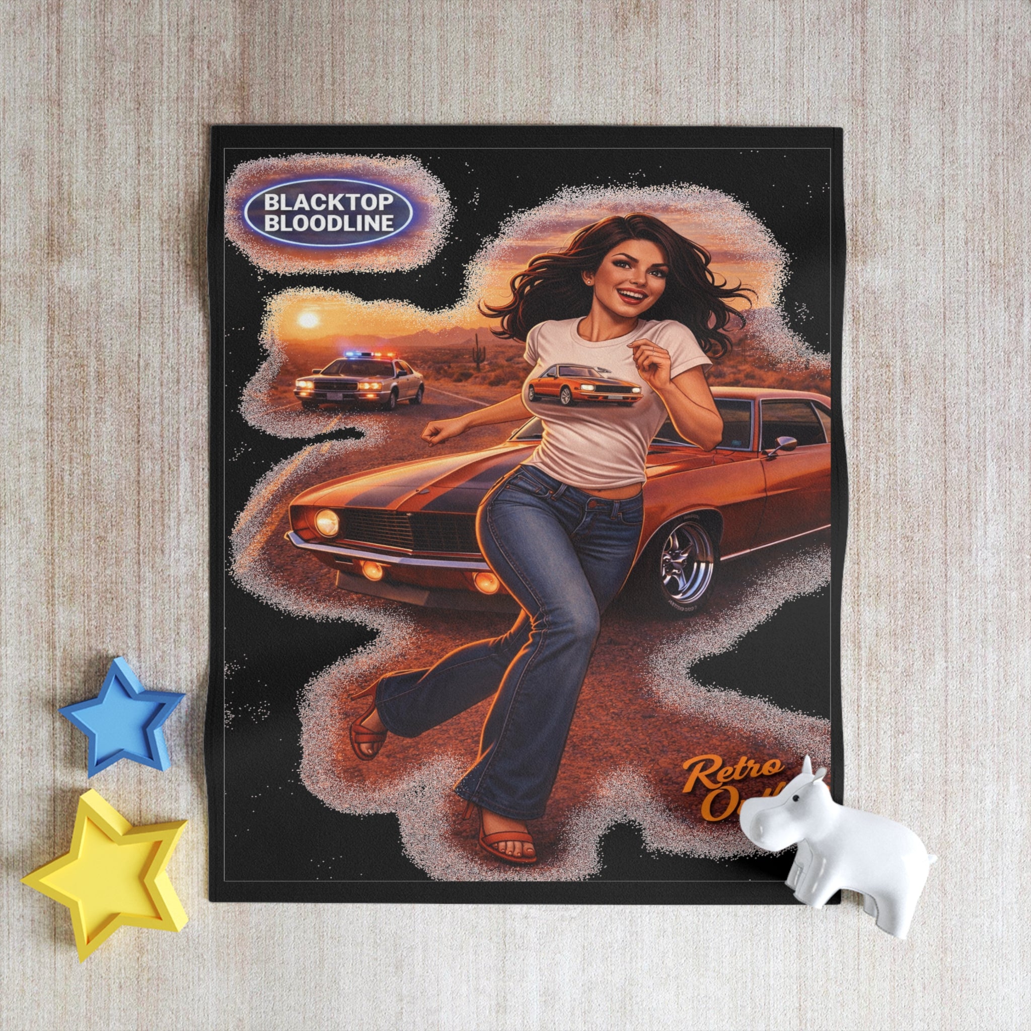 Retro Outlaw | Pin-Up Girl Series | Raven — Cozy Throw