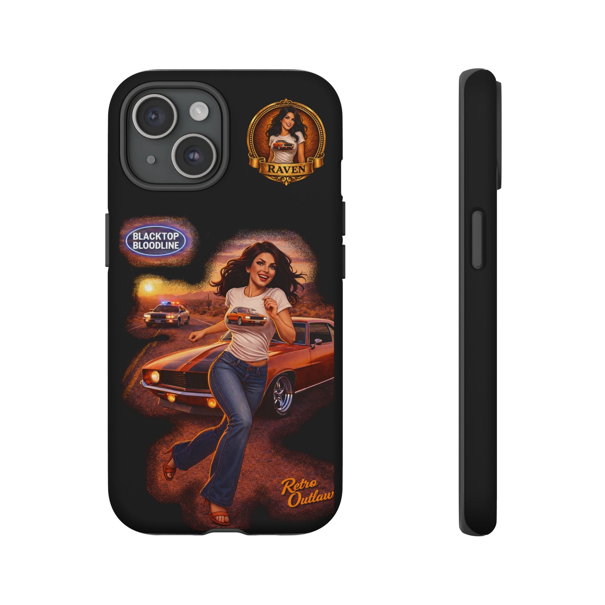 Retro Outlaw | Pin-Up Girl Series | Raven — Tough Phone Case