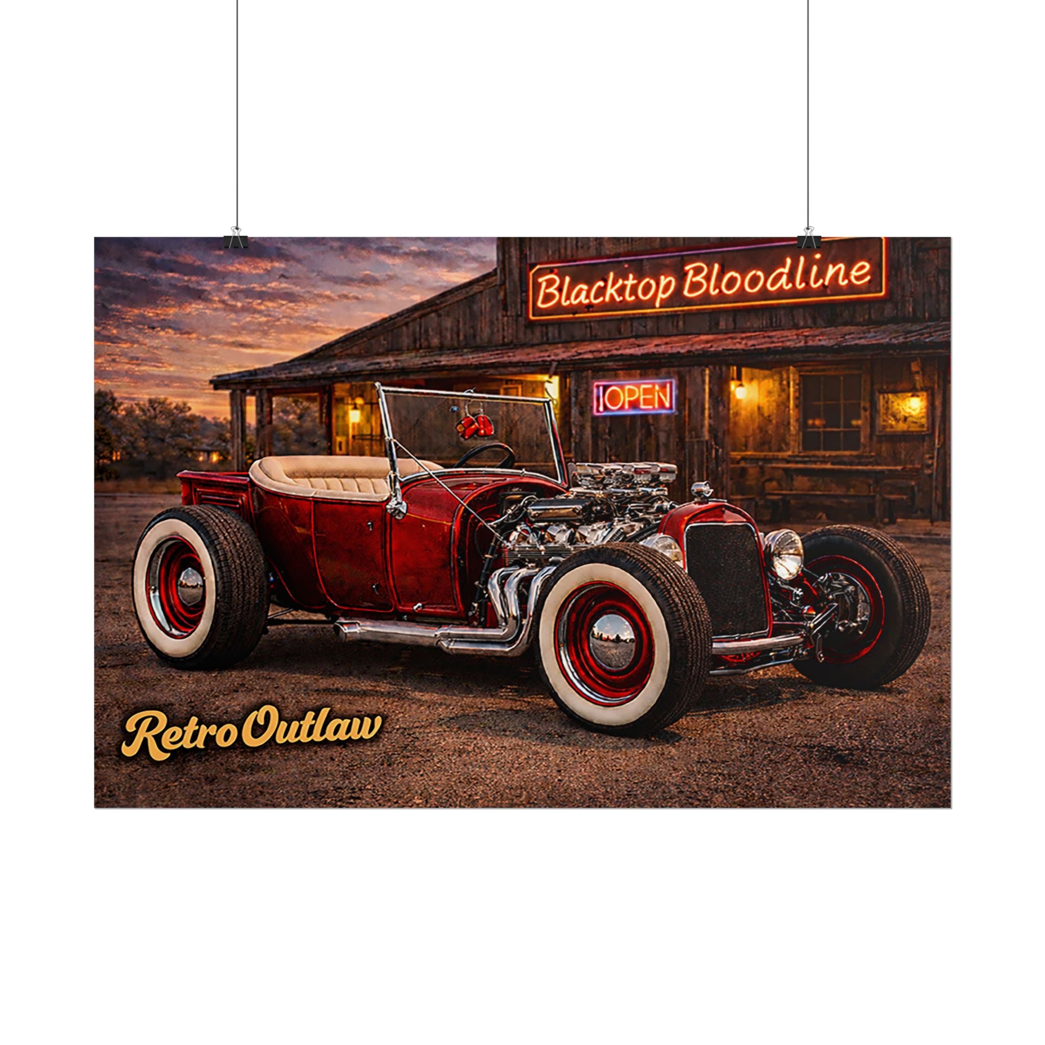 Retro Outlaw — Hot Rod Rolled Poster