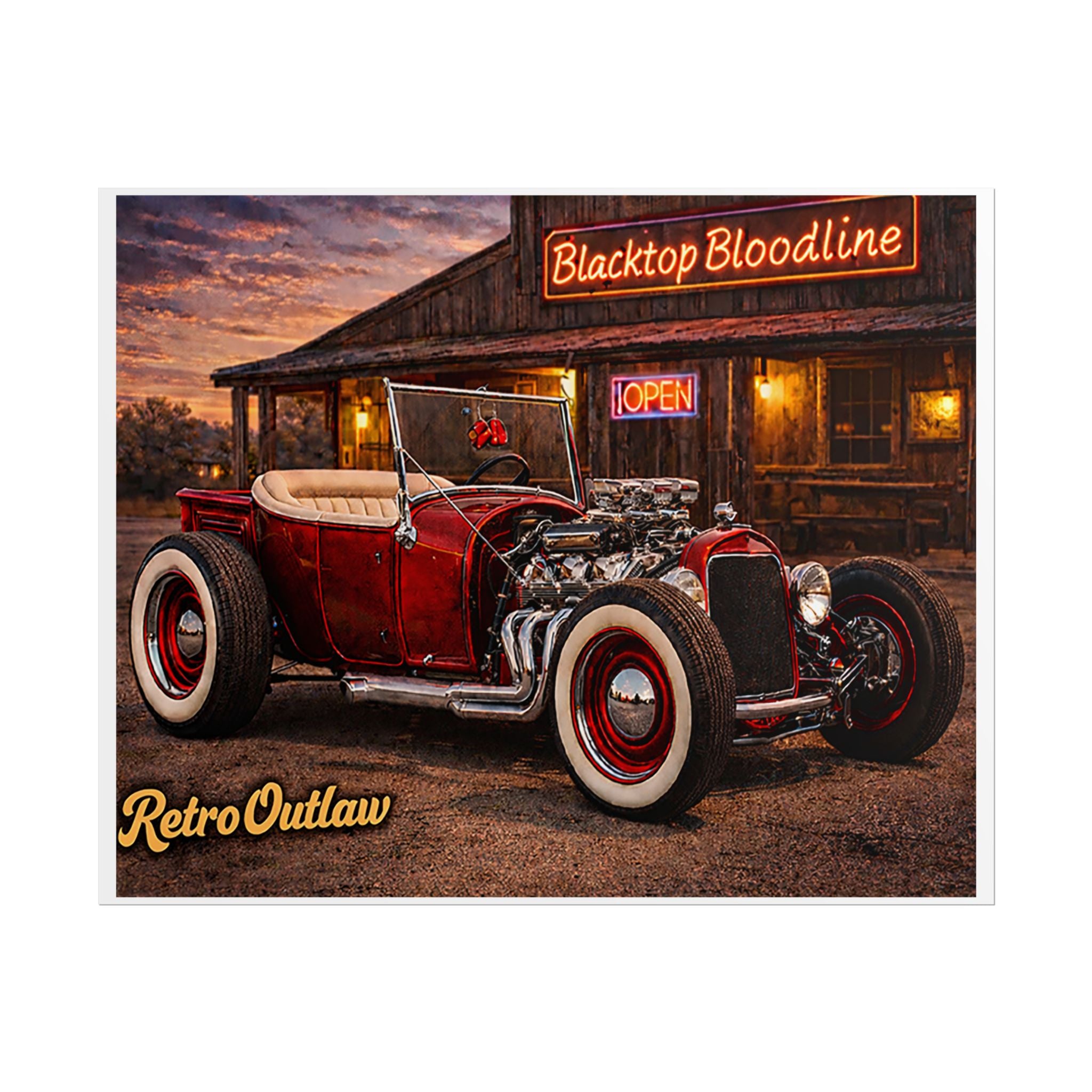 Retro Outlaw — Hot Rod Rolled Poster