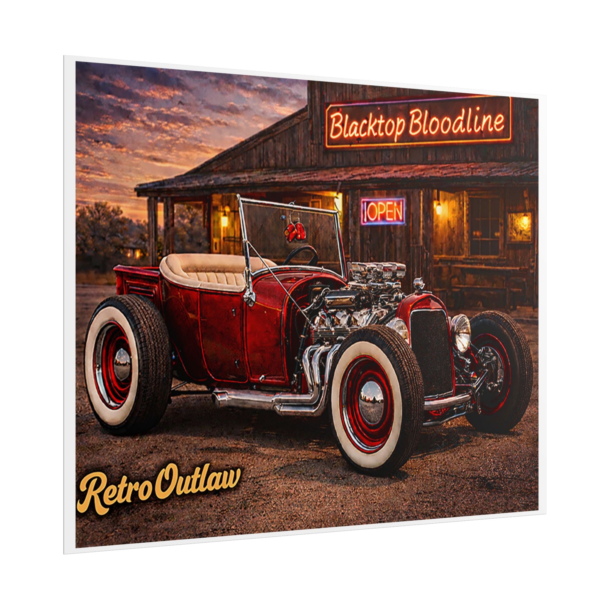 Retro Outlaw — Hot Rod Rolled Poster