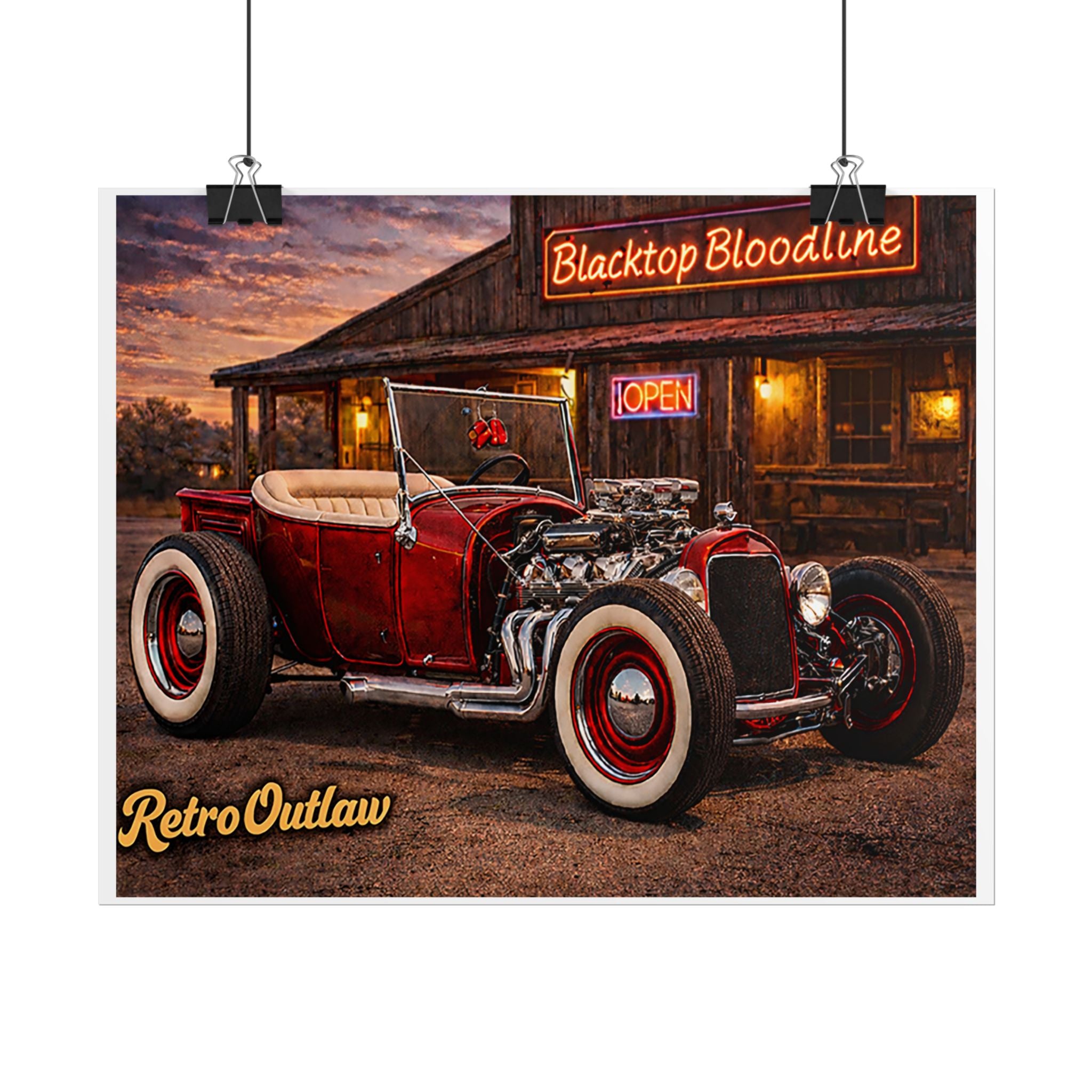 Retro Outlaw — Hot Rod Rolled Poster