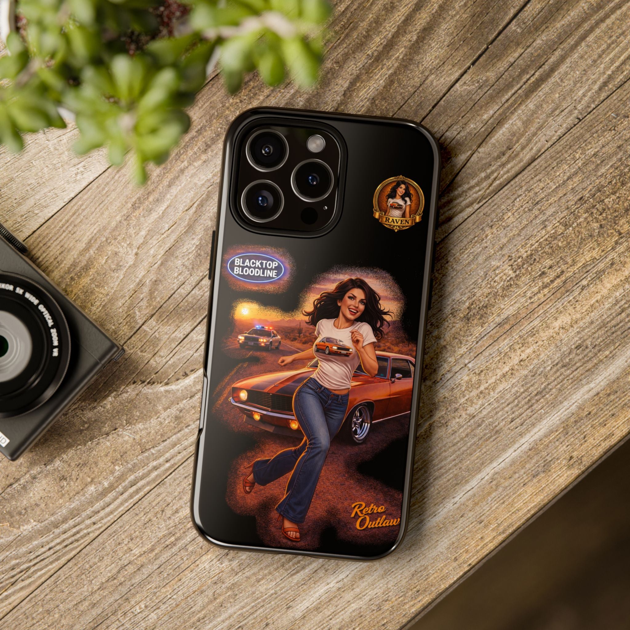 Retro Outlaw | Pin-Up Girl Series | Raven — Tough Phone Case