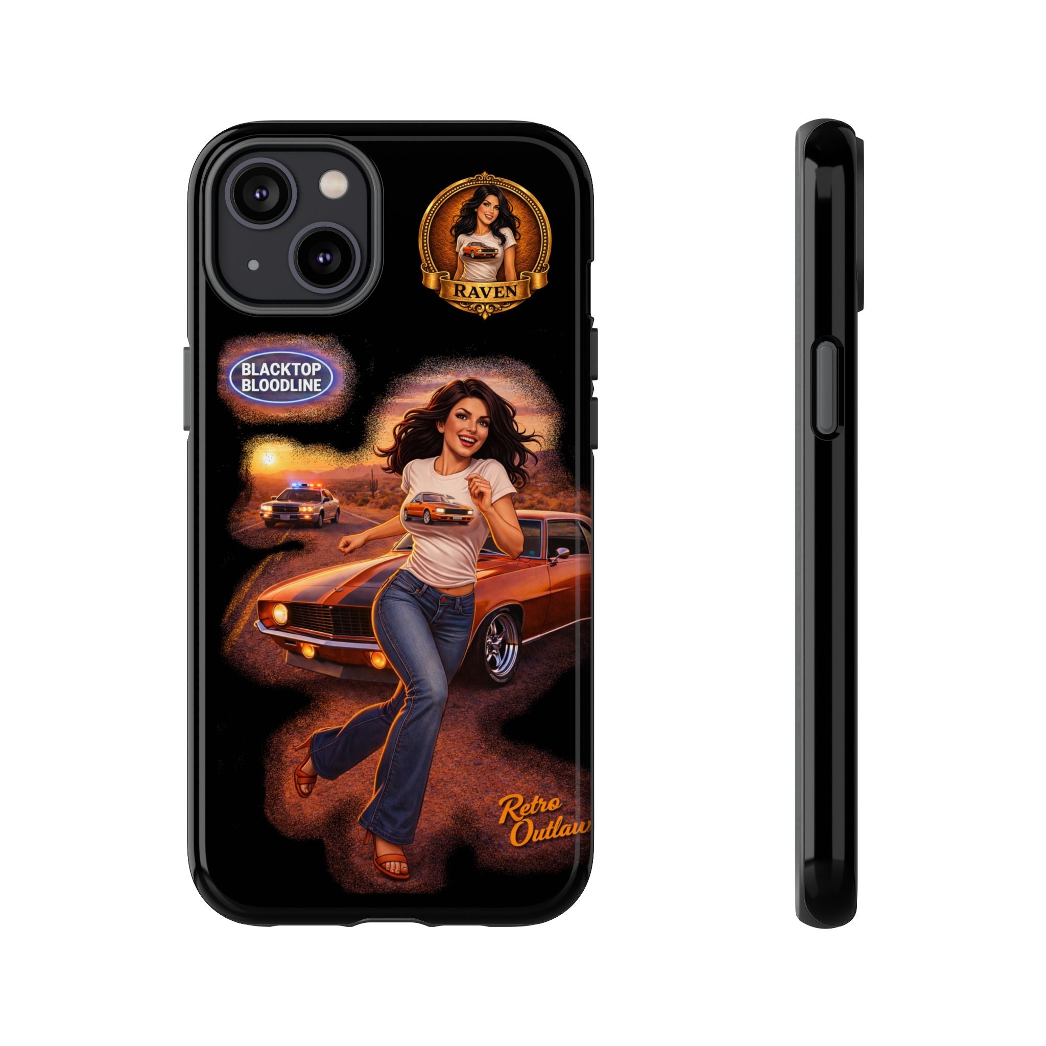 Retro Outlaw | Pin-Up Girl Series | Raven — Tough Phone Case