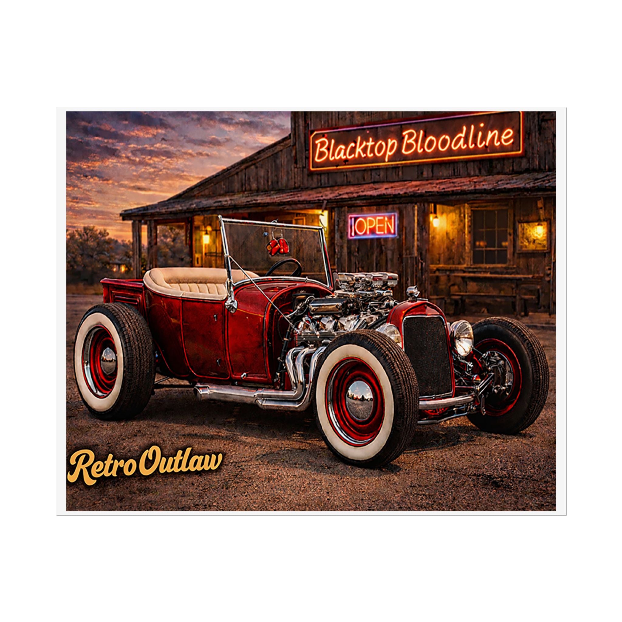 Retro Outlaw — Hot Rod Rolled Poster
