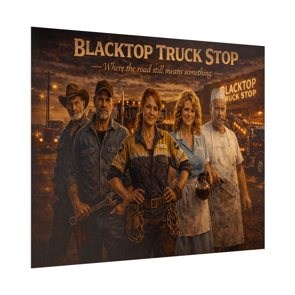Blacktop Truck Stop — Vintage Highway Truckers Poster