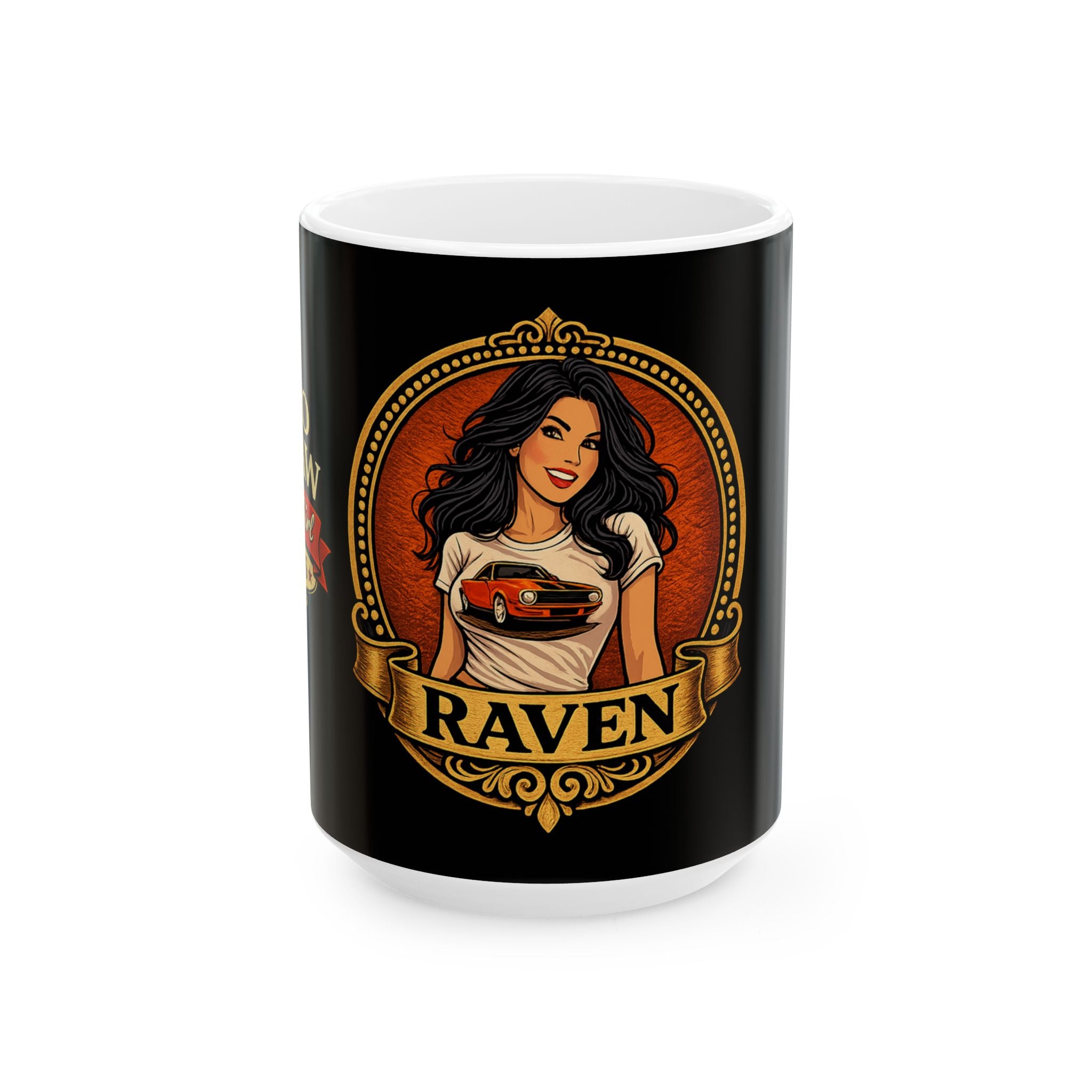 Retro Outlaw | Pin-Up Girl Series | Raven — Ceramic Coffee Mug