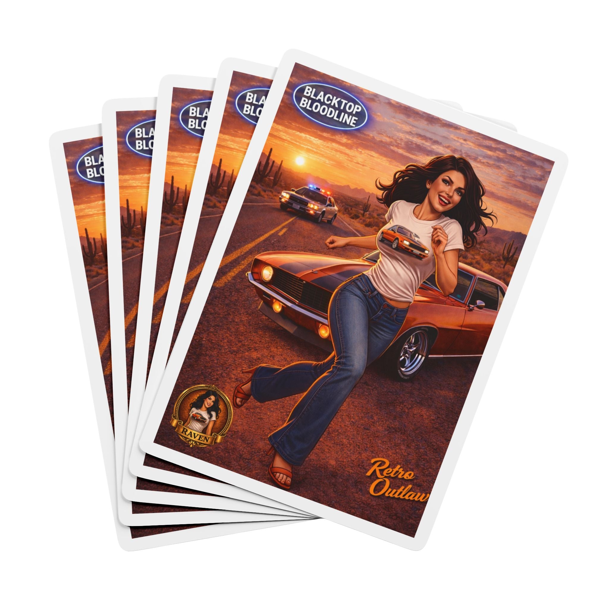 Retro Outlaw | Pin-Up Girl Series | Raven — Poker Playing Cards