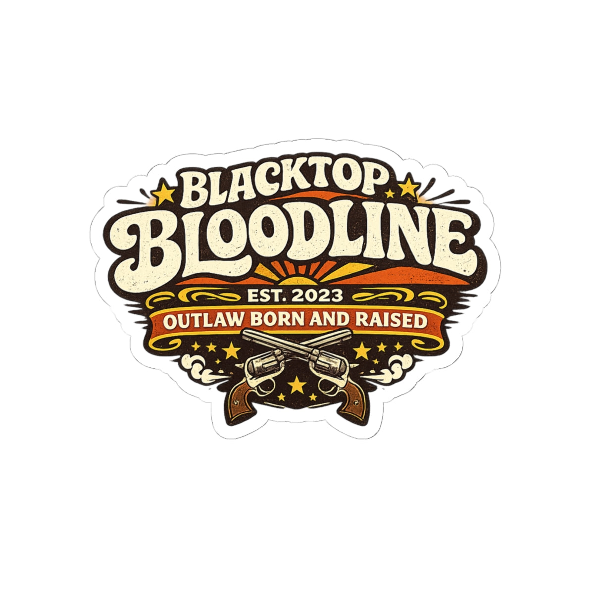 Retro Outlaw — Born & Raised Kiss-Cut Sticker