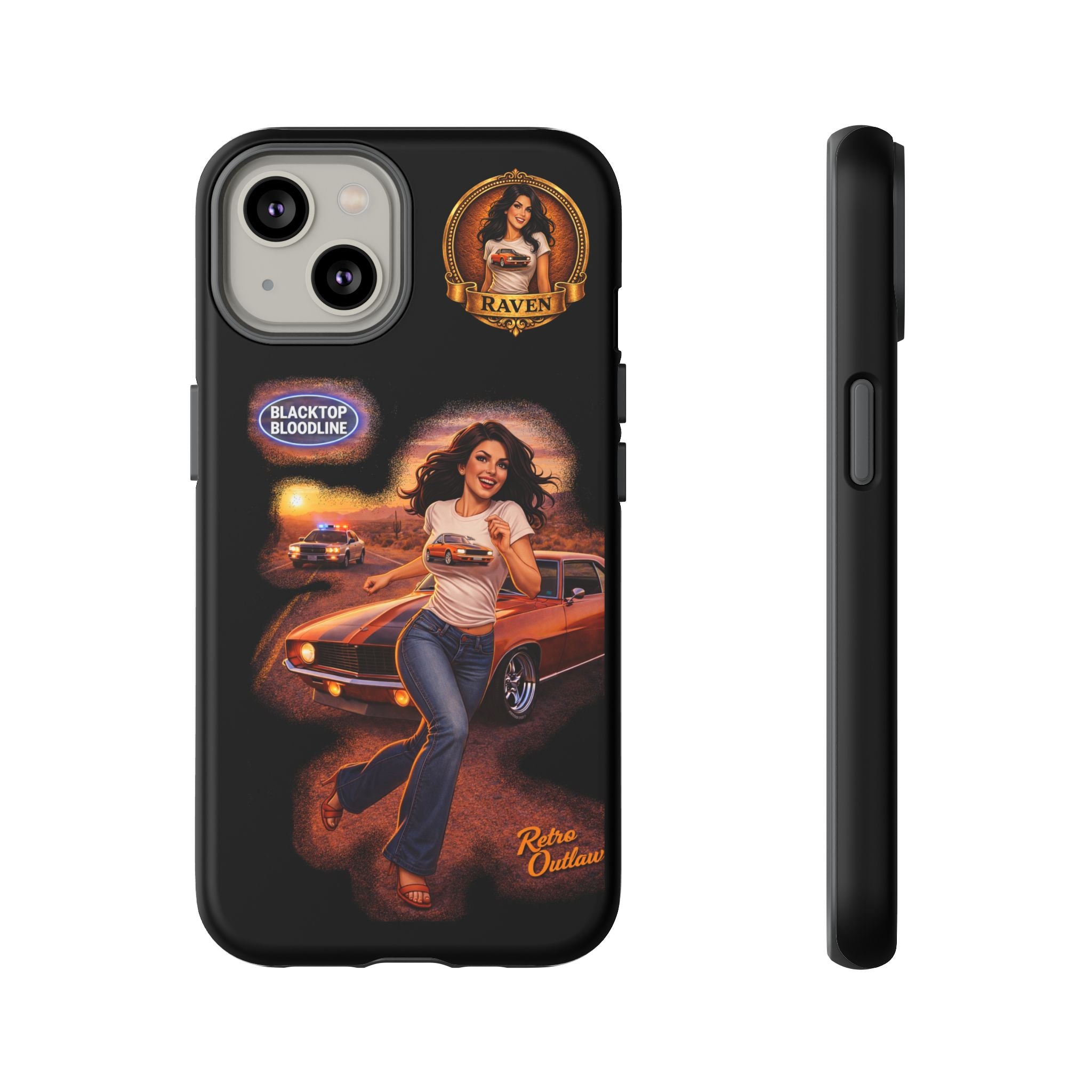 Retro Outlaw | Pin-Up Girl Series | Raven — Tough Phone Case