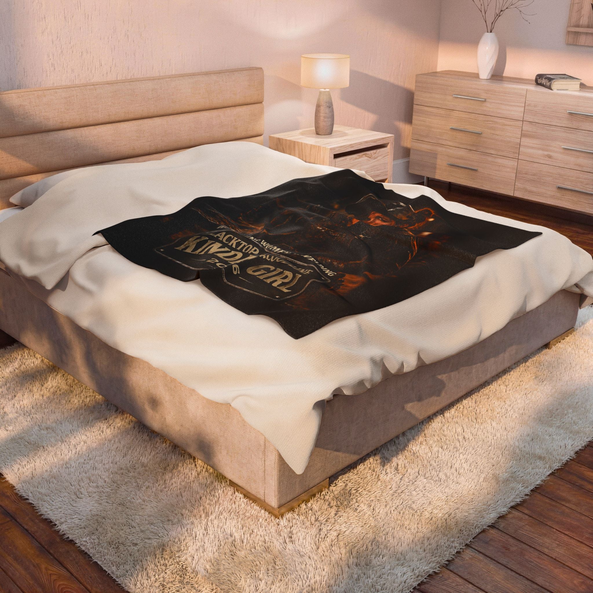 Velveteen Plush Blanket — “Blacktop Bloodline Kinda Girl” Welding Tribute Throw