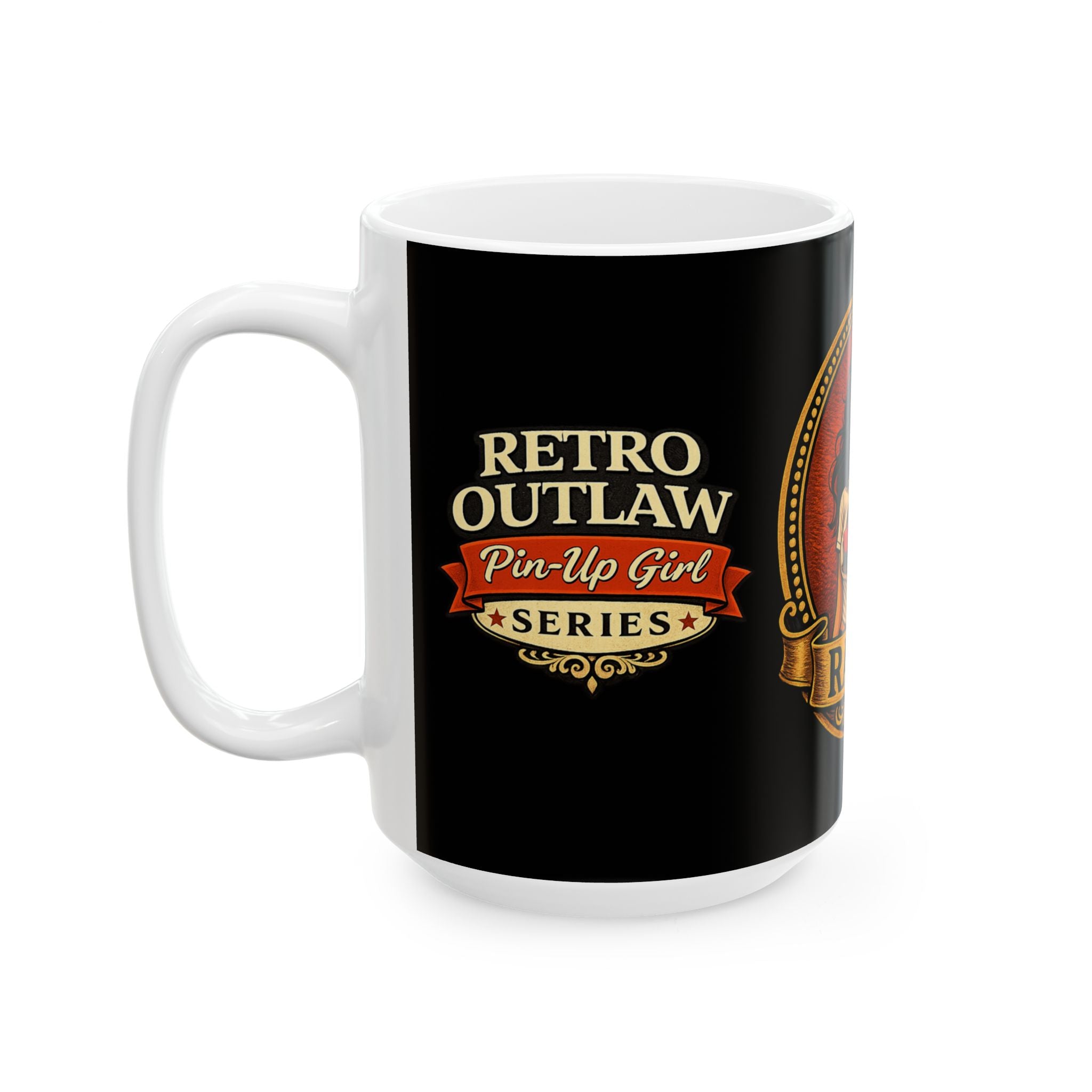 Retro Outlaw | Pin-Up Girl Series | Raven — Ceramic Coffee Mug