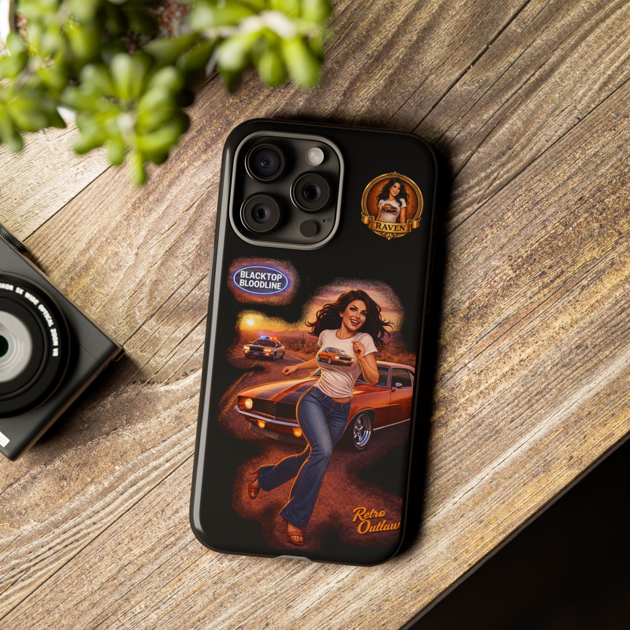 Retro Outlaw | Pin-Up Girl Series | Raven — Tough Phone Case