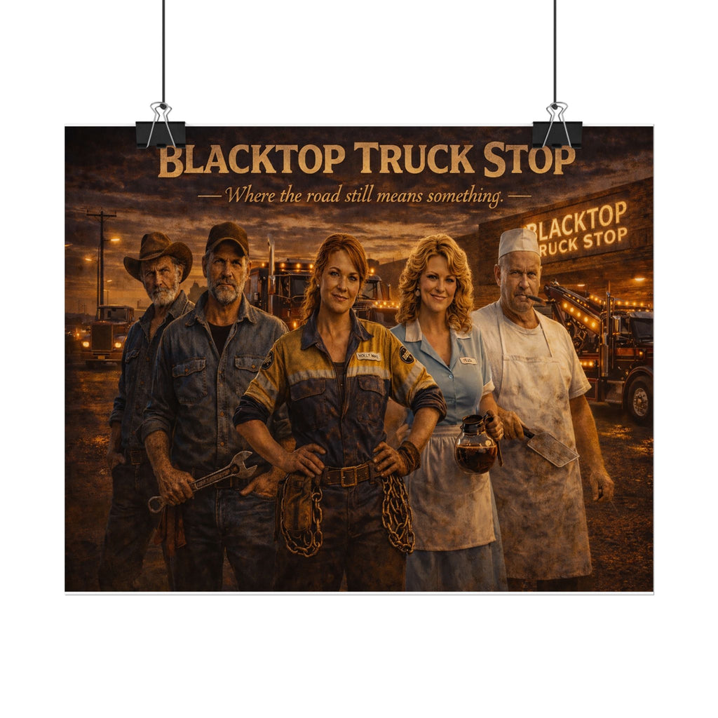 Blacktop Truck Stop — Vintage Highway Truckers Poster