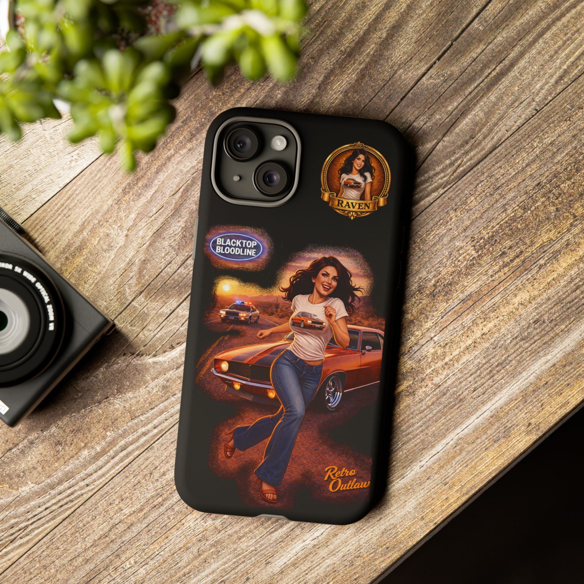 Retro Outlaw | Pin-Up Girl Series | Raven — Tough Phone Case