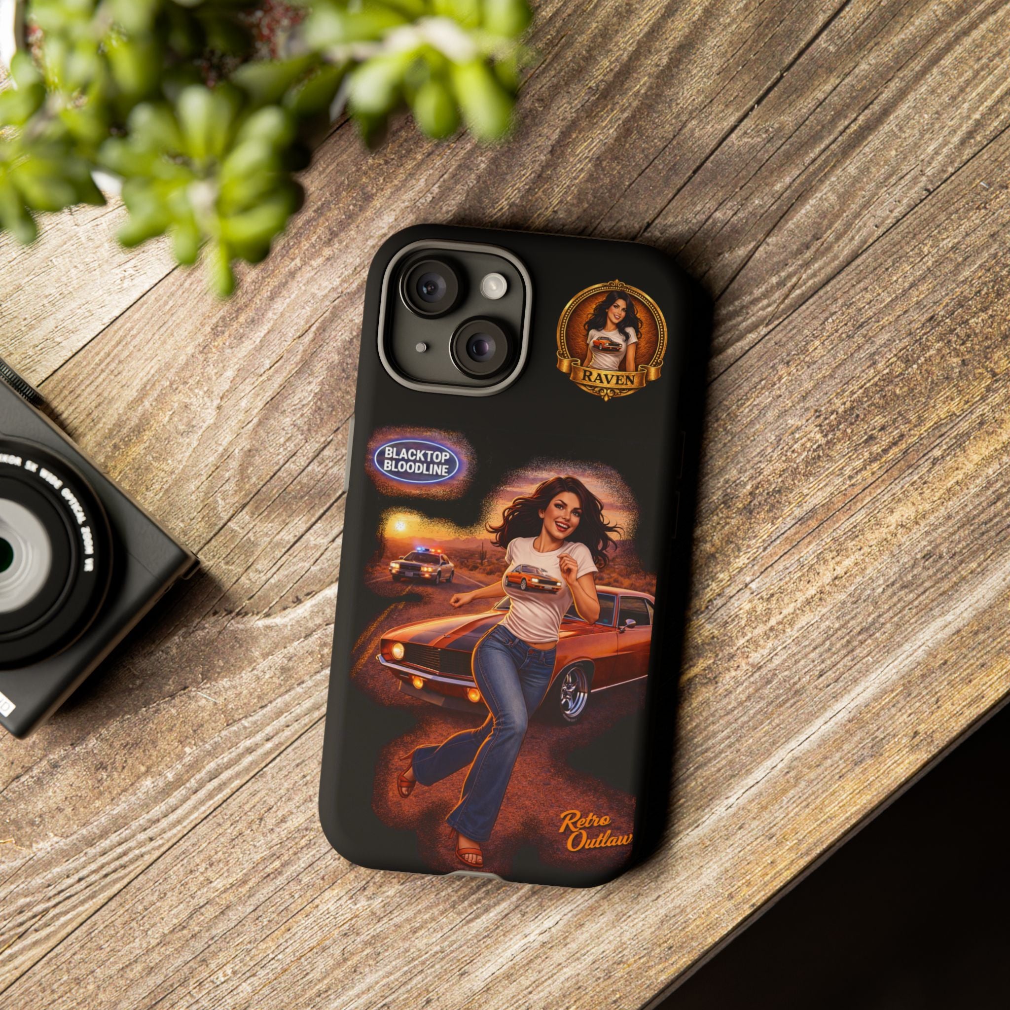 Retro Outlaw | Pin-Up Girl Series | Raven — Tough Phone Case