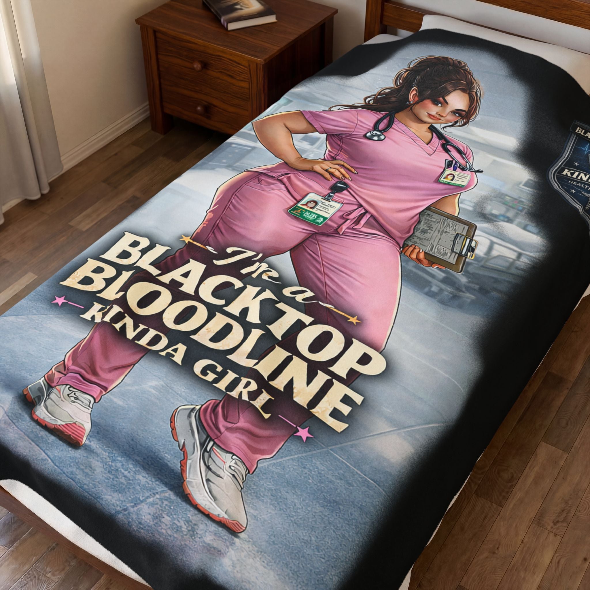 Blacktop Bloodline Kinda Girl – Nurse Plush Blanket (Healthcare Hero Edition)