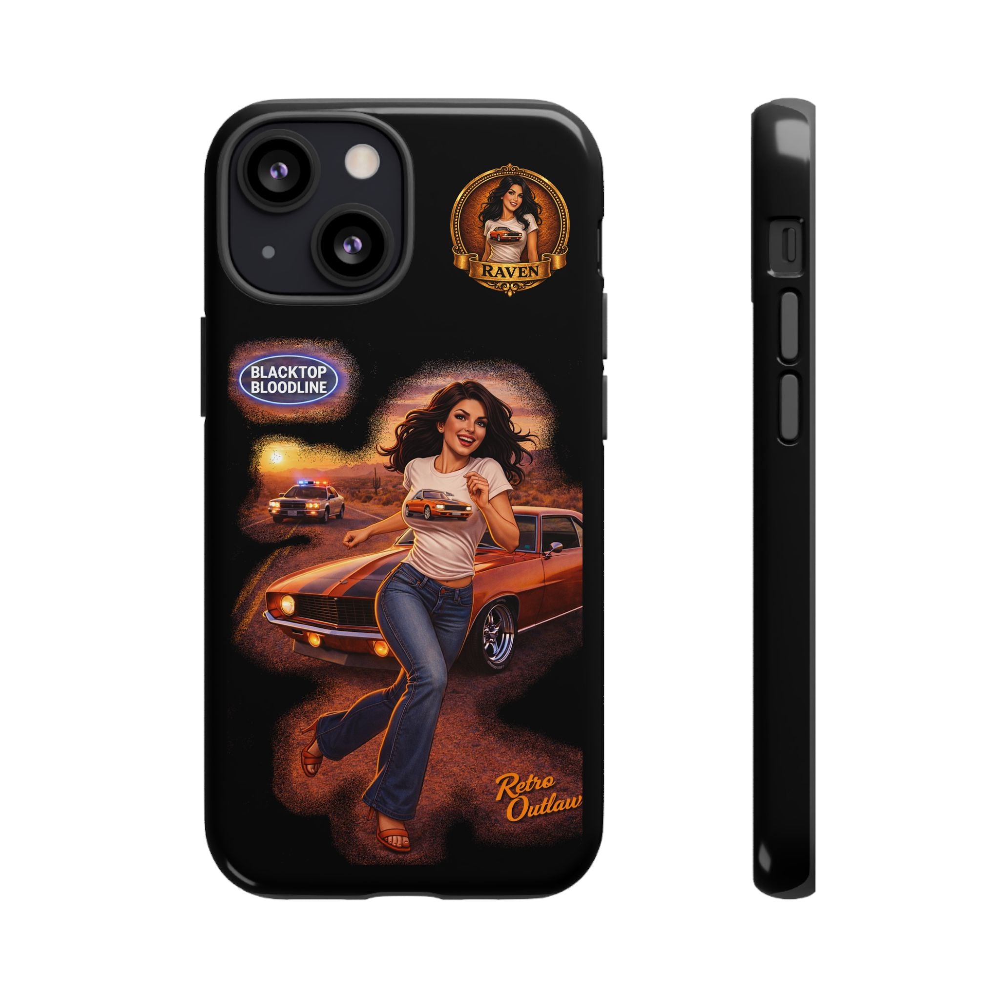 Retro Outlaw | Pin-Up Girl Series | Raven — Tough Phone Case