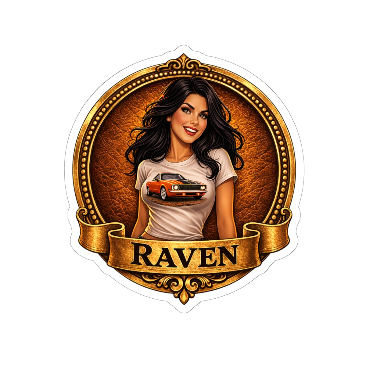 Retro Outlaw | Pin-Up Girl Series | Raven — Kiss-Cut Sticker