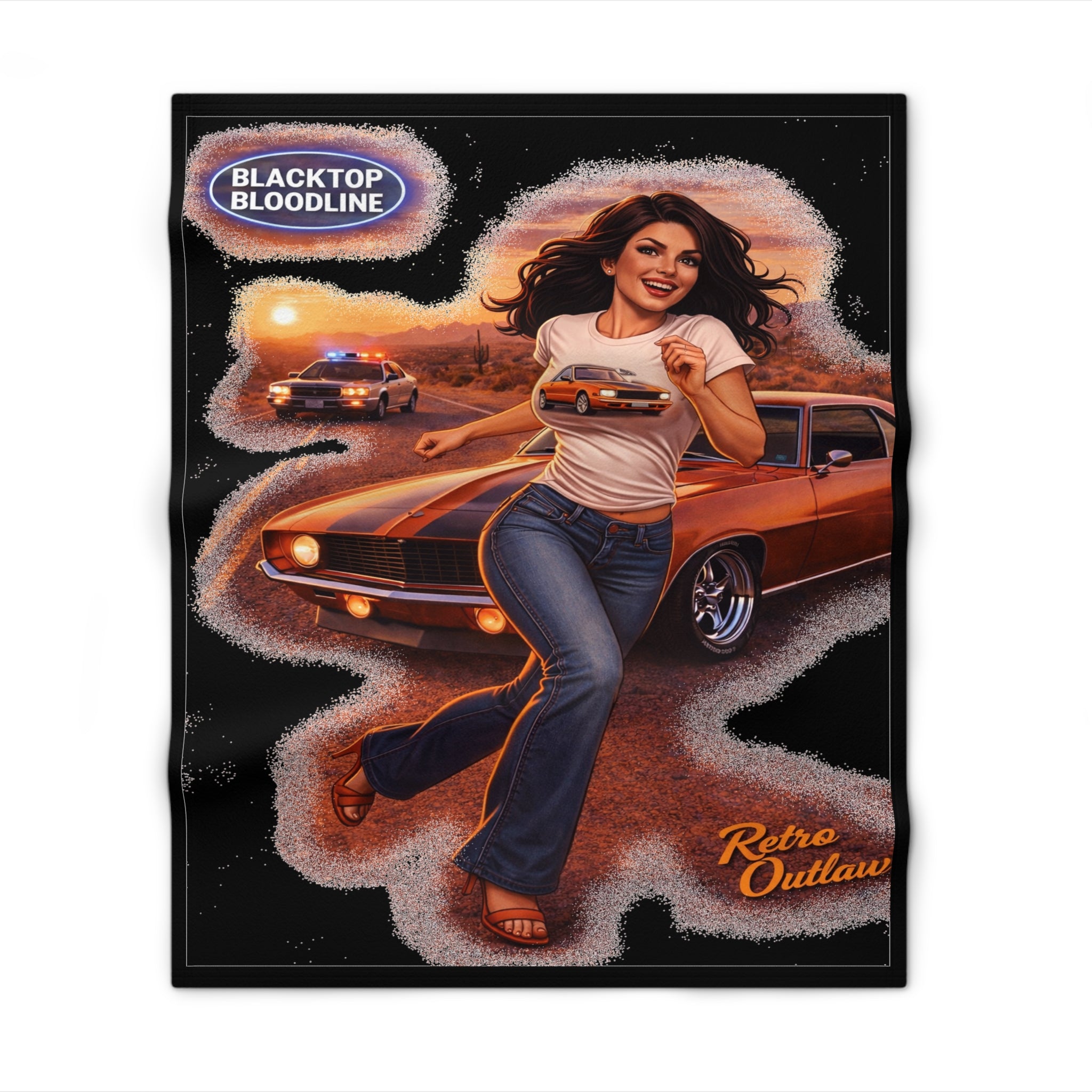 Retro Outlaw | Pin-Up Girl Series | Raven — Cozy Throw