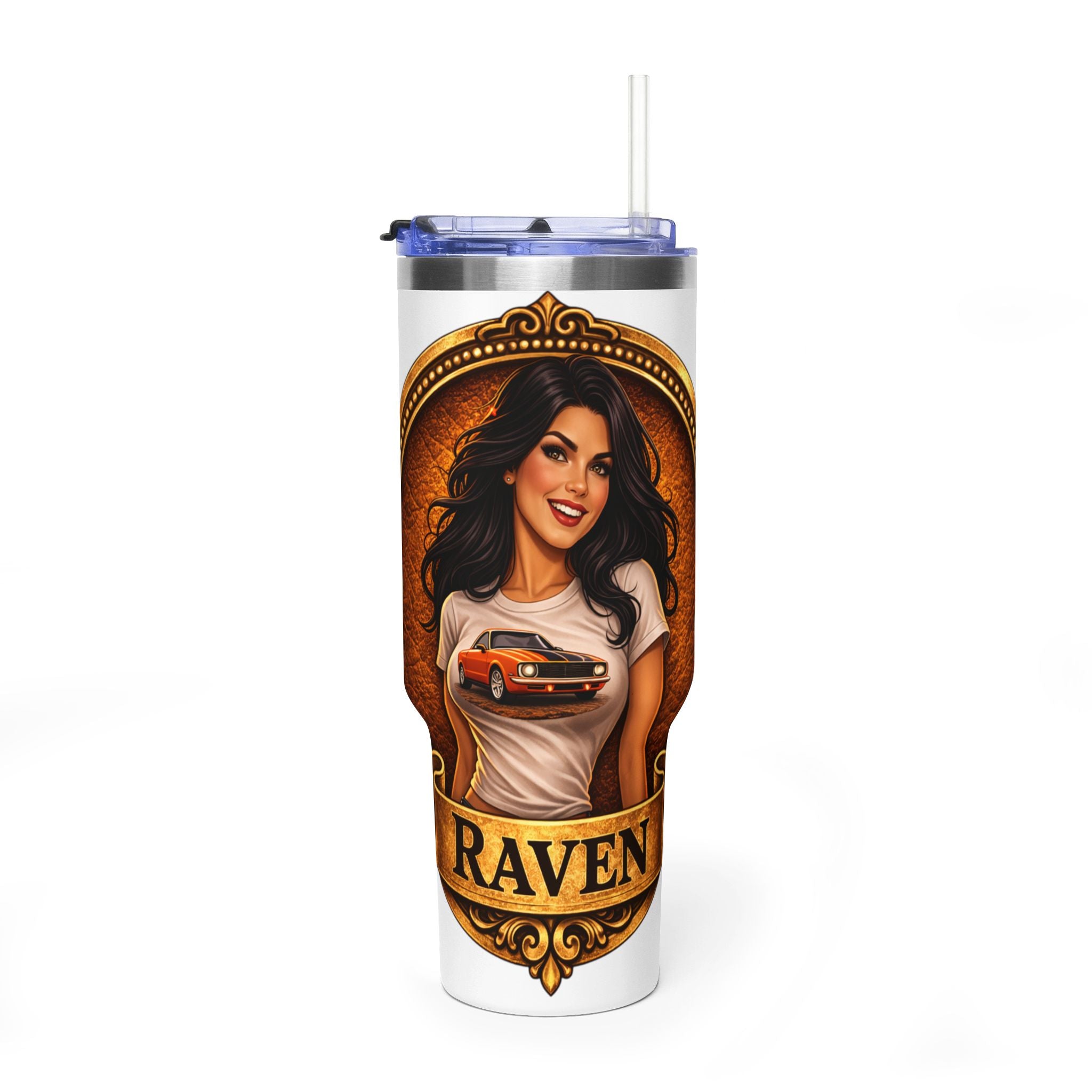 Retro Outlaw | Pin-Up Girl Series | Raven — 40oz Tumbler