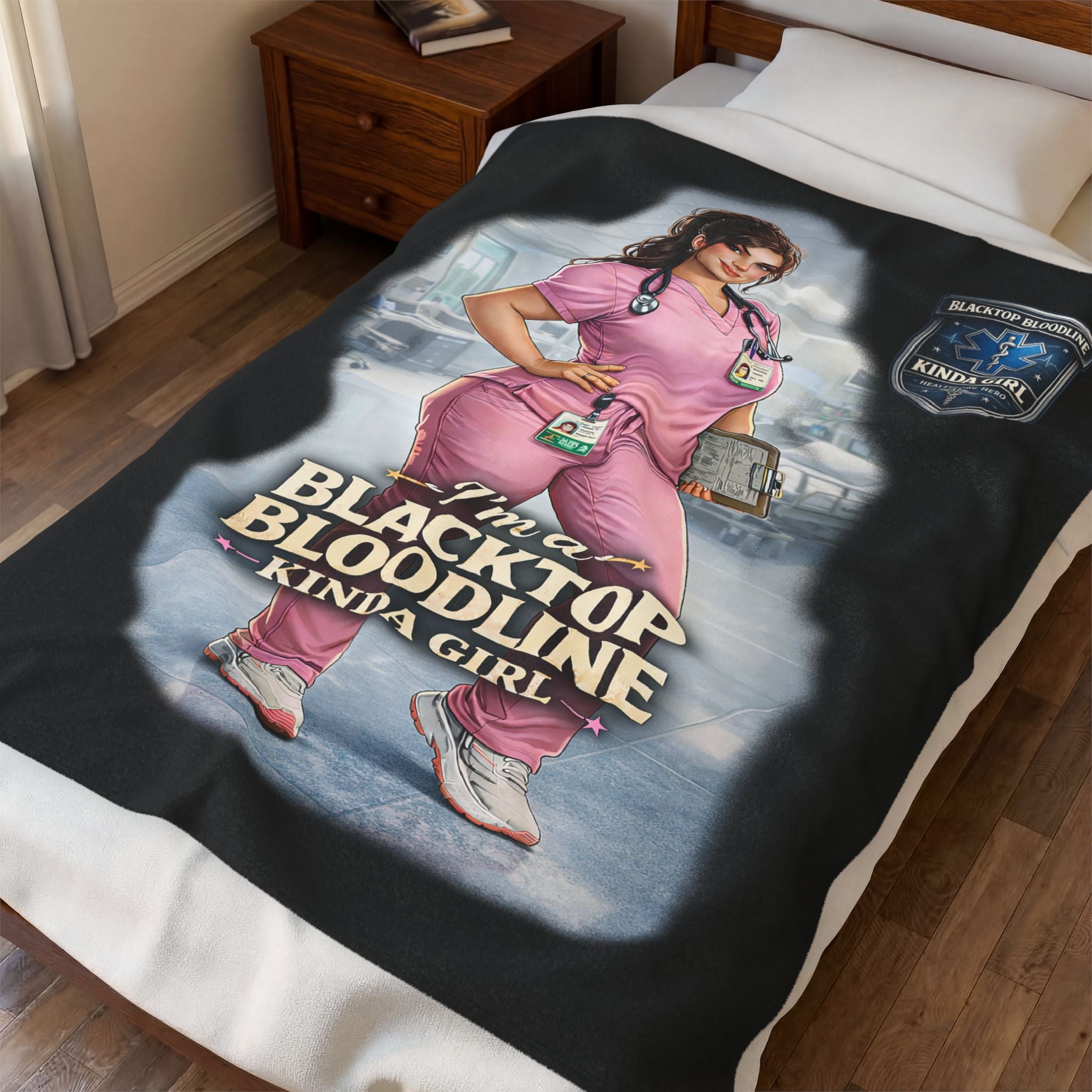 Blacktop Bloodline Kinda Girl – Nurse Plush Blanket (Healthcare Hero Edition)