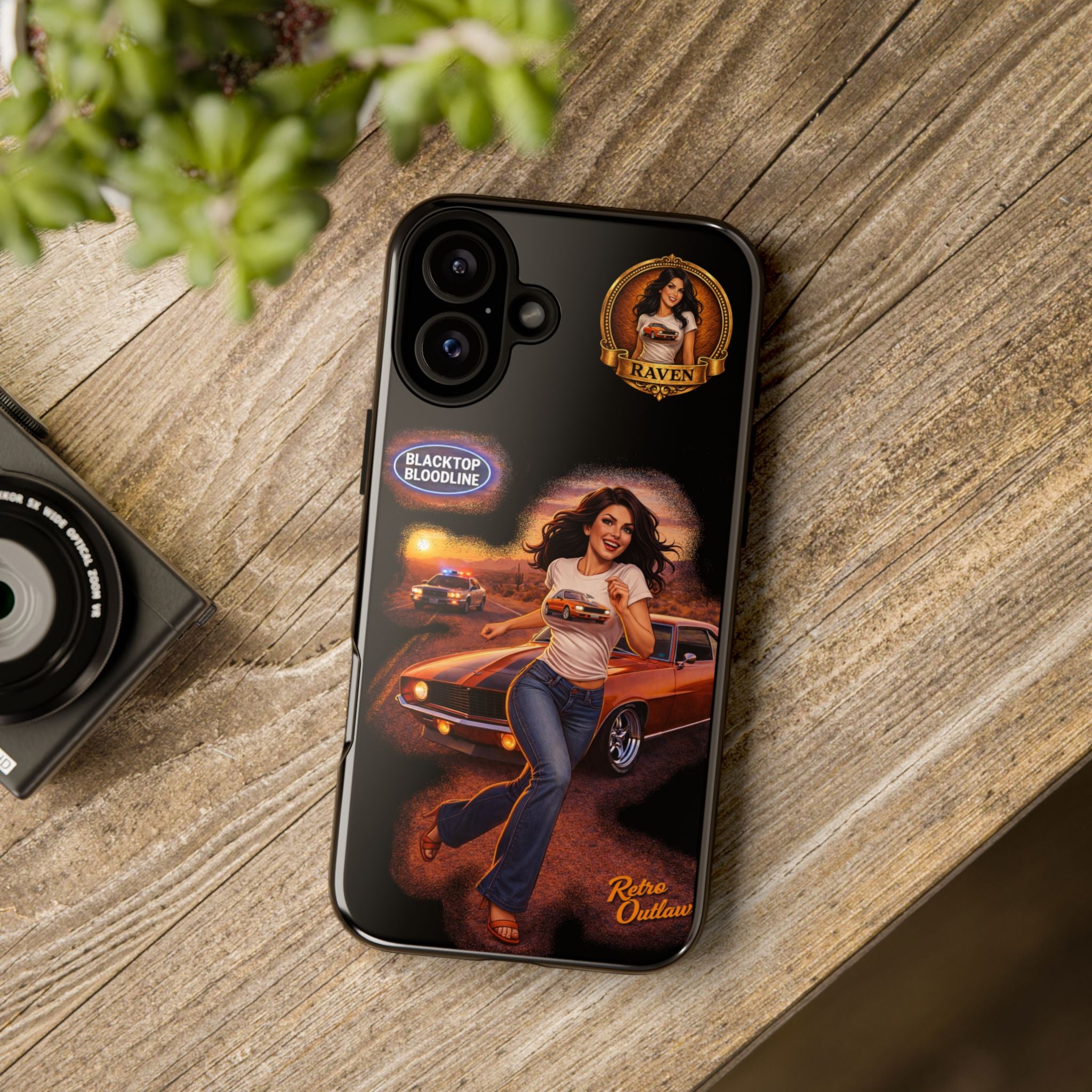 Retro Outlaw | Pin-Up Girl Series | Raven — Tough Phone Case