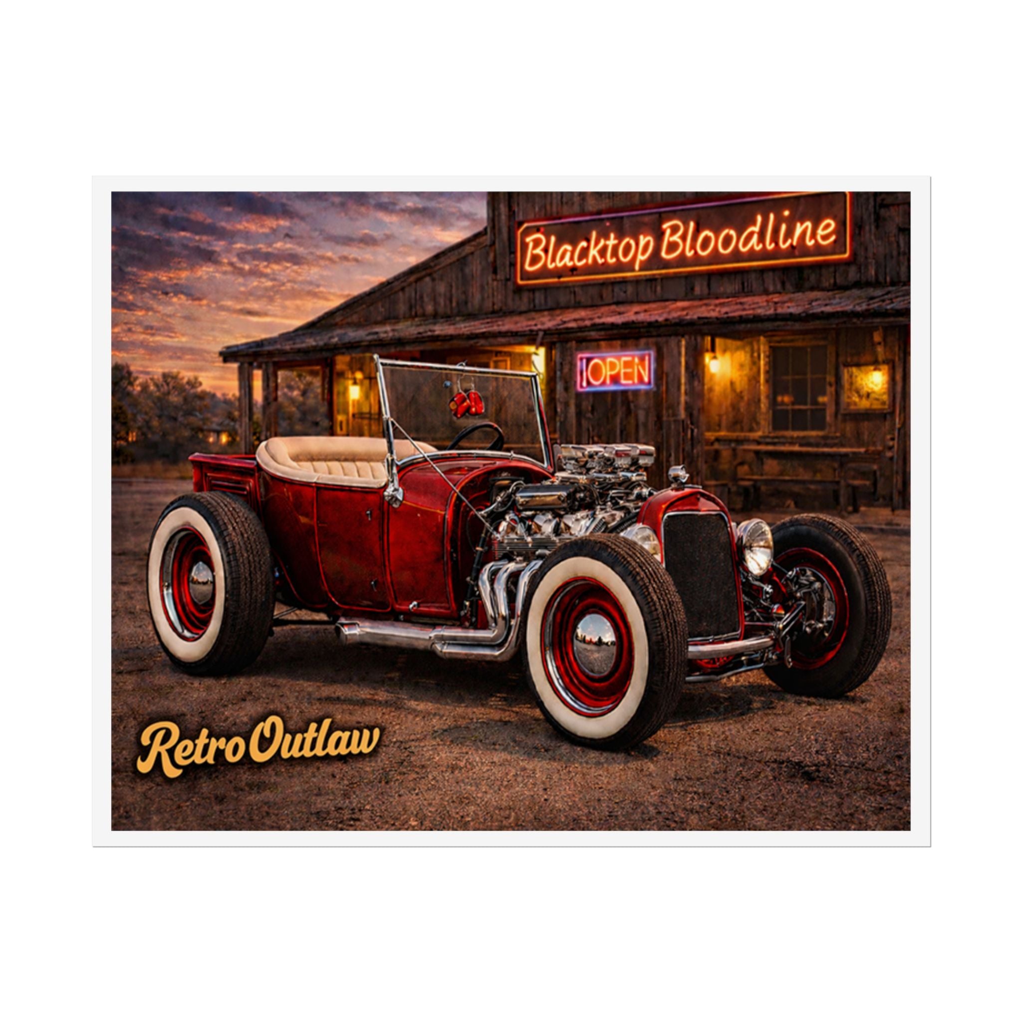 Retro Outlaw — Hot Rod Rolled Poster