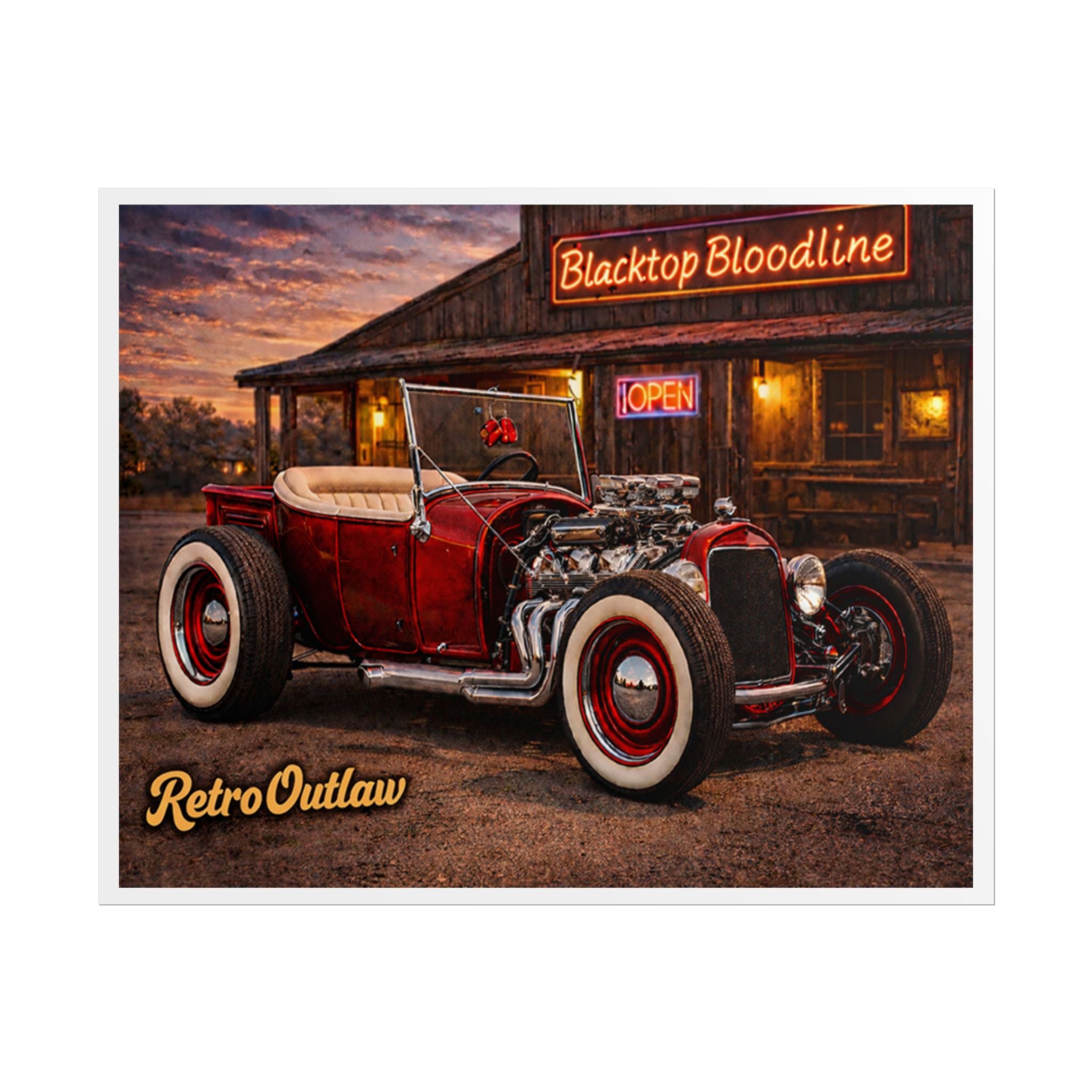 Retro Outlaw — Hot Rod Rolled Poster