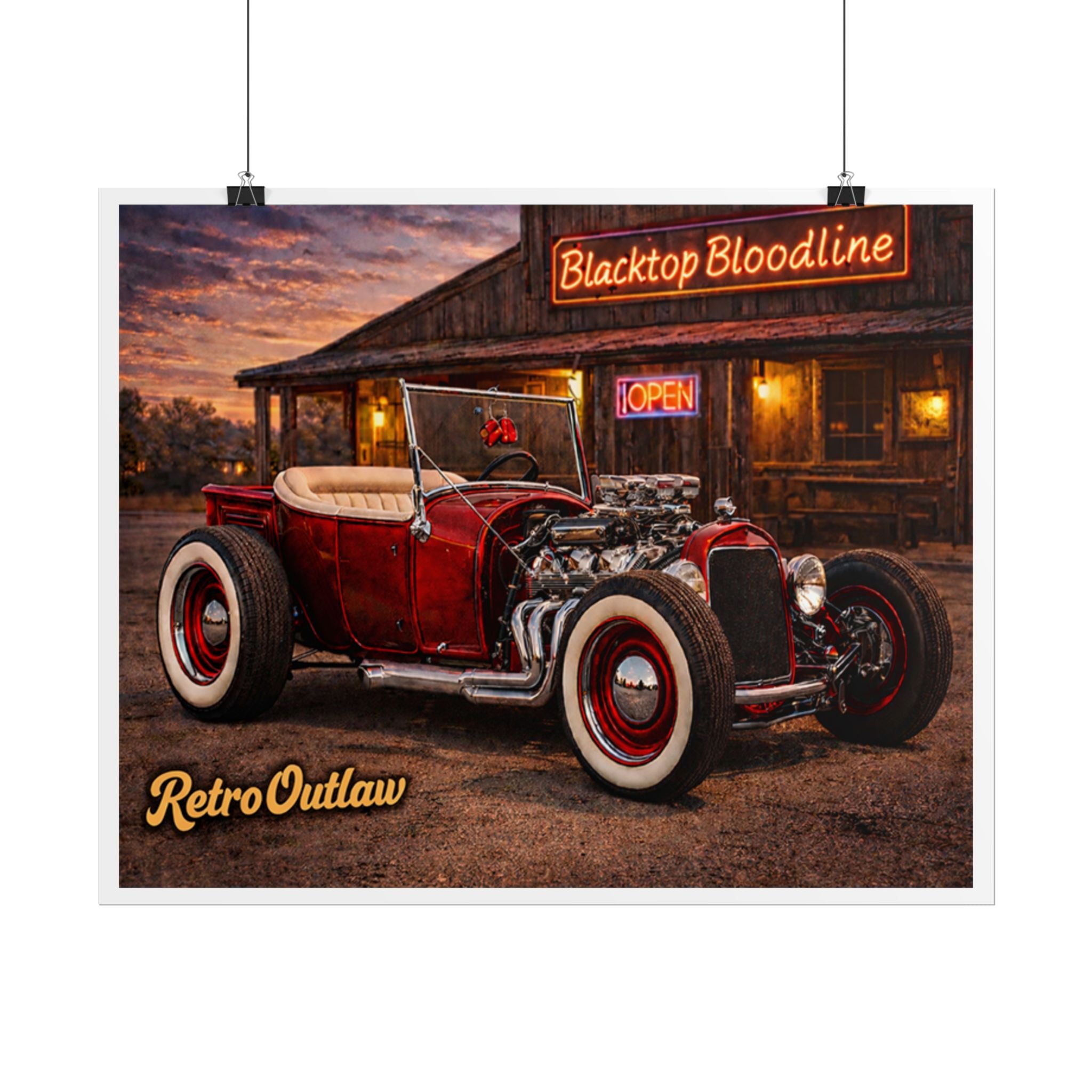 Retro Outlaw — Hot Rod Rolled Poster